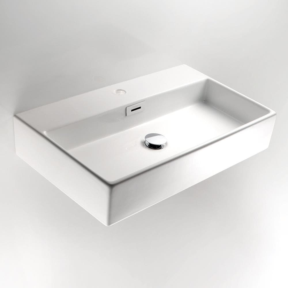 WS Bath Collections QUARELO 53710.01 Quarelo Ceramic Vessel Rectangular Modern Ceramic white Bathroom Sink ( 27.6-Inches x 16.5-Inches )