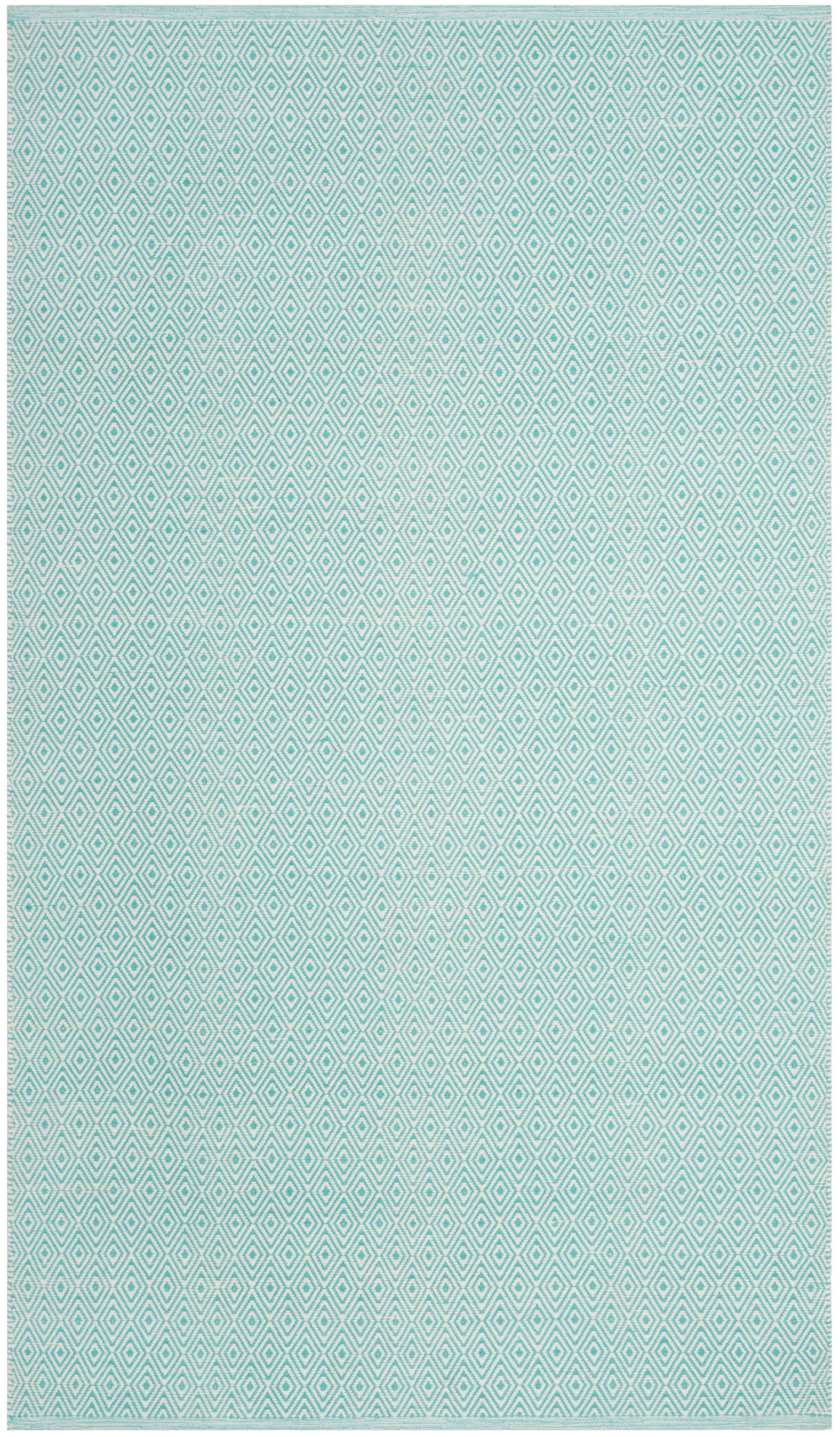 Safavieh MTK515A-5 Montauk Lucie 5 x 8 (ft) Cotton Ivory/Aqua Rectangular Indoor Geometric Coastal Area rug