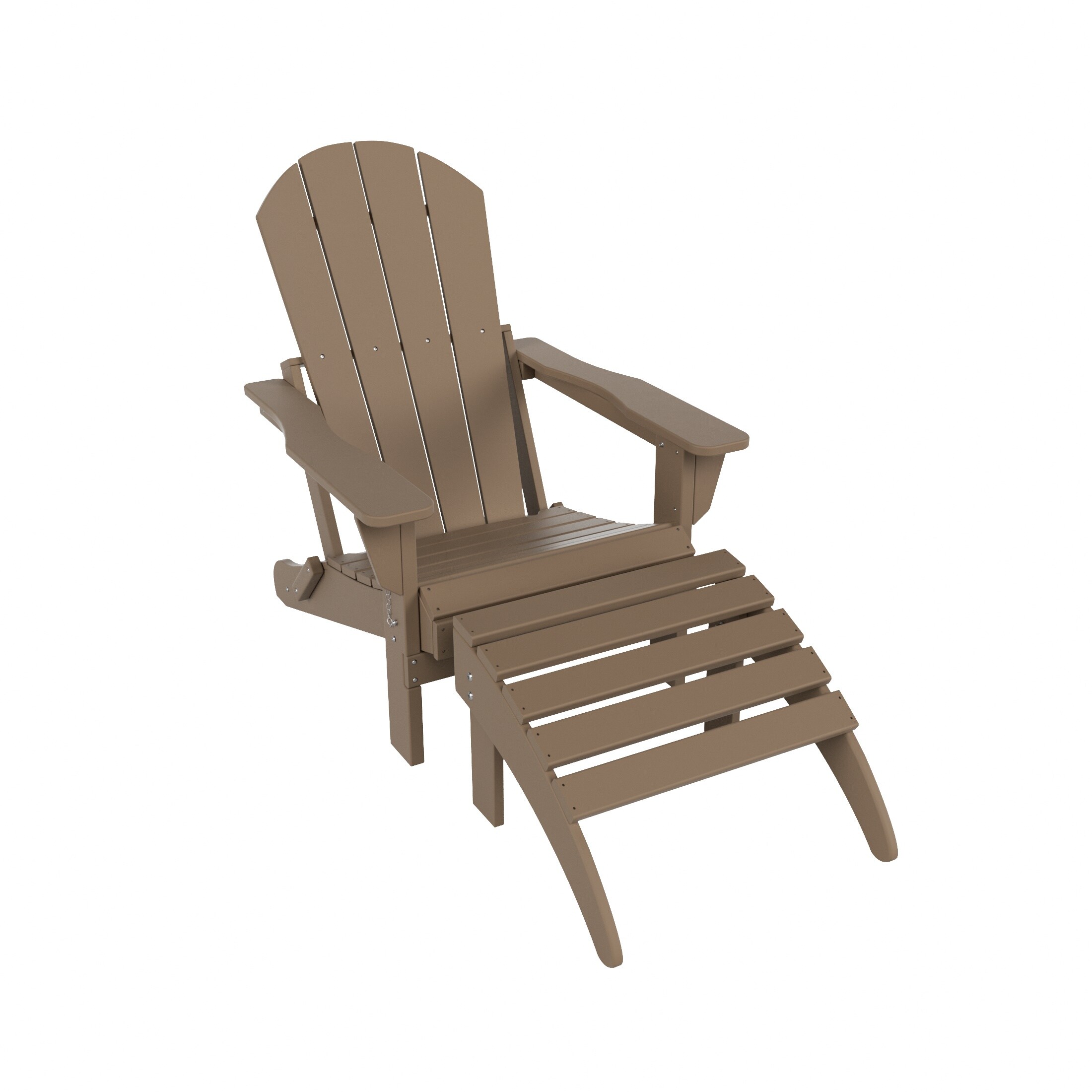 Westin Furniture 2001ADOT-WW Laguna Weathered Wood HDPE Frame Stationary Adirondack Chair with Slat Seat