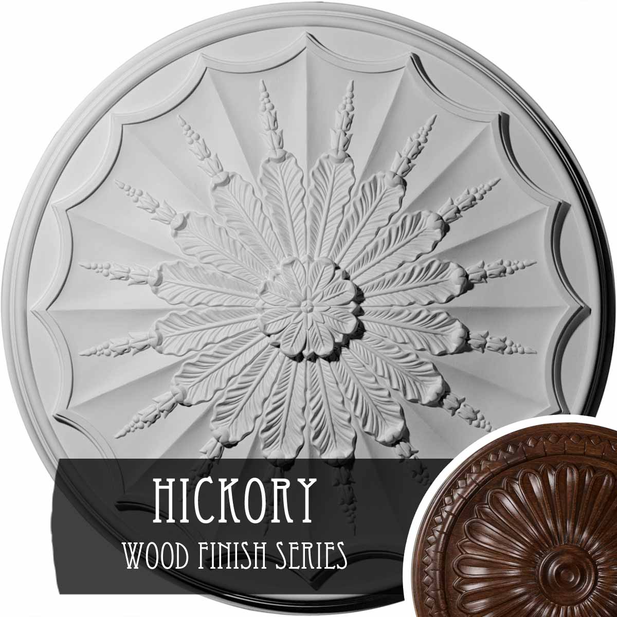 Ekena Millwork CM27ARHIS Artis 27.125-in W x 27.125-in L Hickory Polyurethane Ceiling Medallion