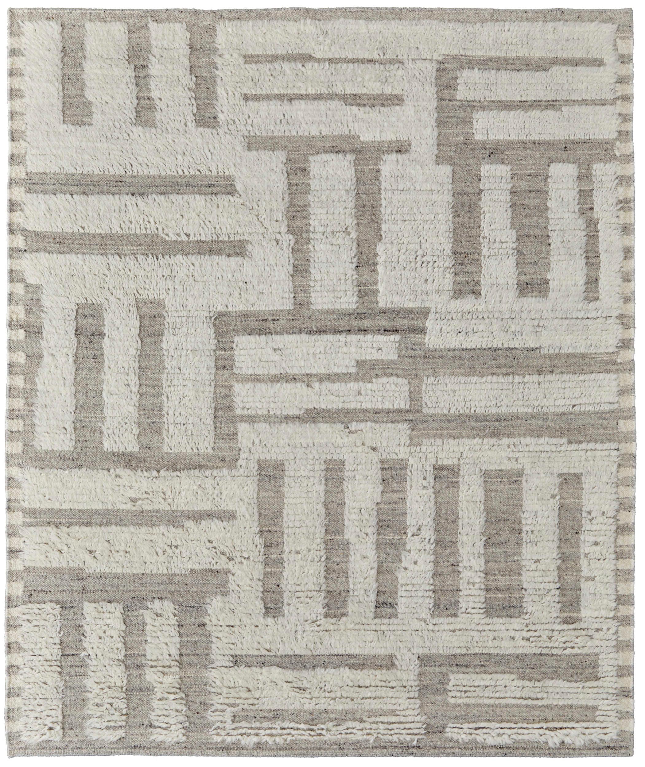 Room Envy ASHR8909IVYGRYF99 8 x 10 (ft) Loomed Wool Gray/Ivory Rectangular Indoor Geometric Area rug