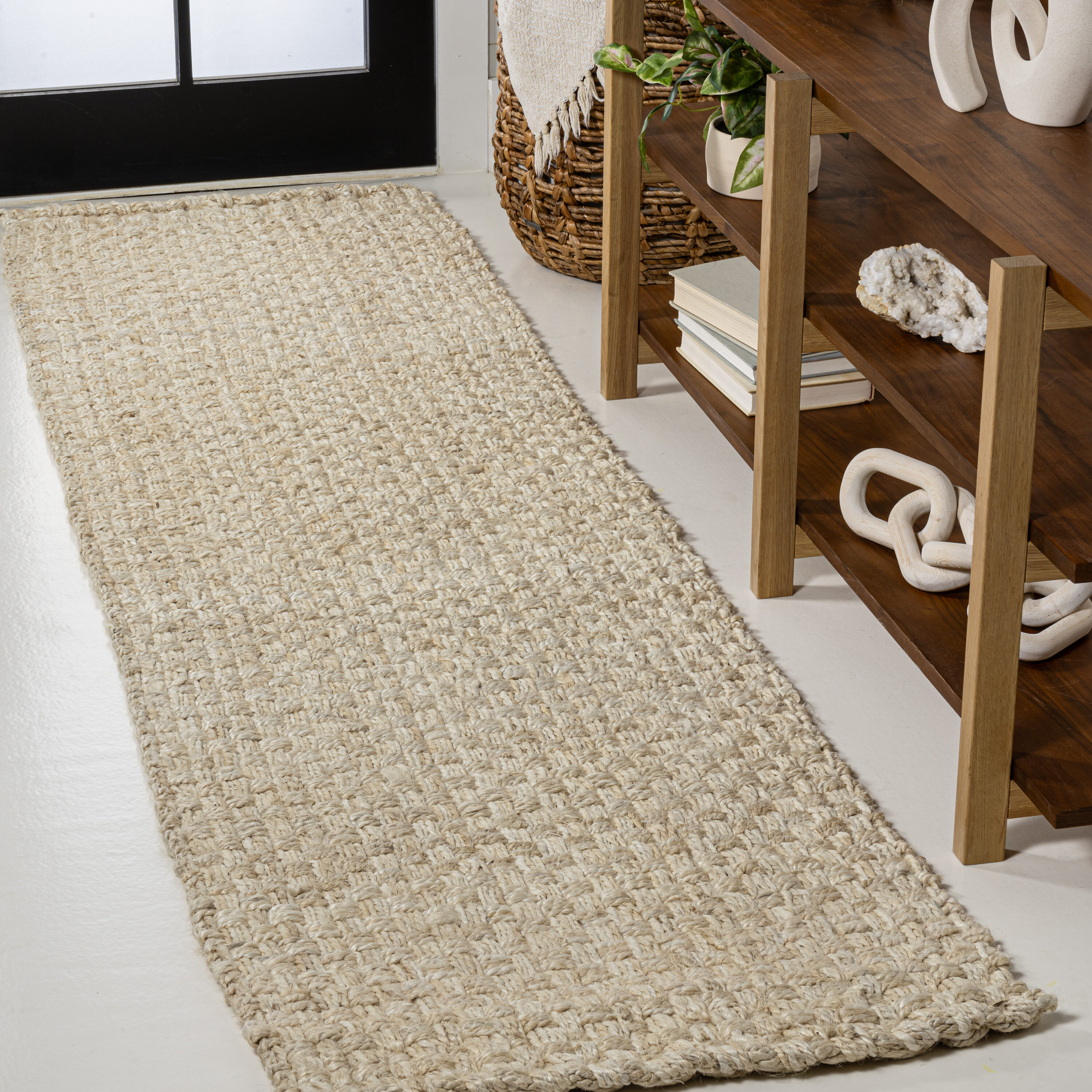 JONATHAN Y Natural Fiber 8 X 10 (ft) Jute Ivory Indoor Solid  Bohemian/Eclectic Area Rug