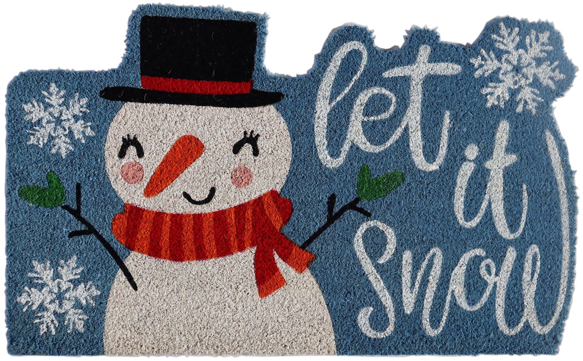 Imports Decor Winter 1-1/2-ft x 2-1/2-ft Blue Rectangular Outdoor Door Mat