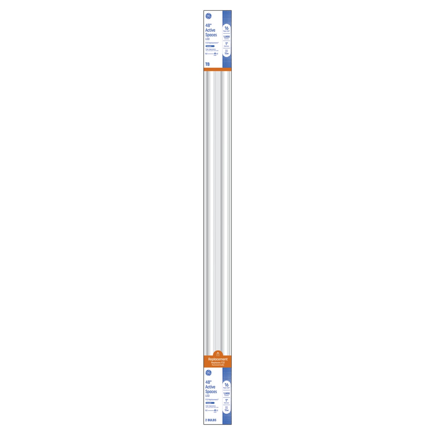 GE 93132051 32 -Watt EQ T8 Daylight Medium bi-pin (G13) LED Tube Light Bulb 2 -Pack