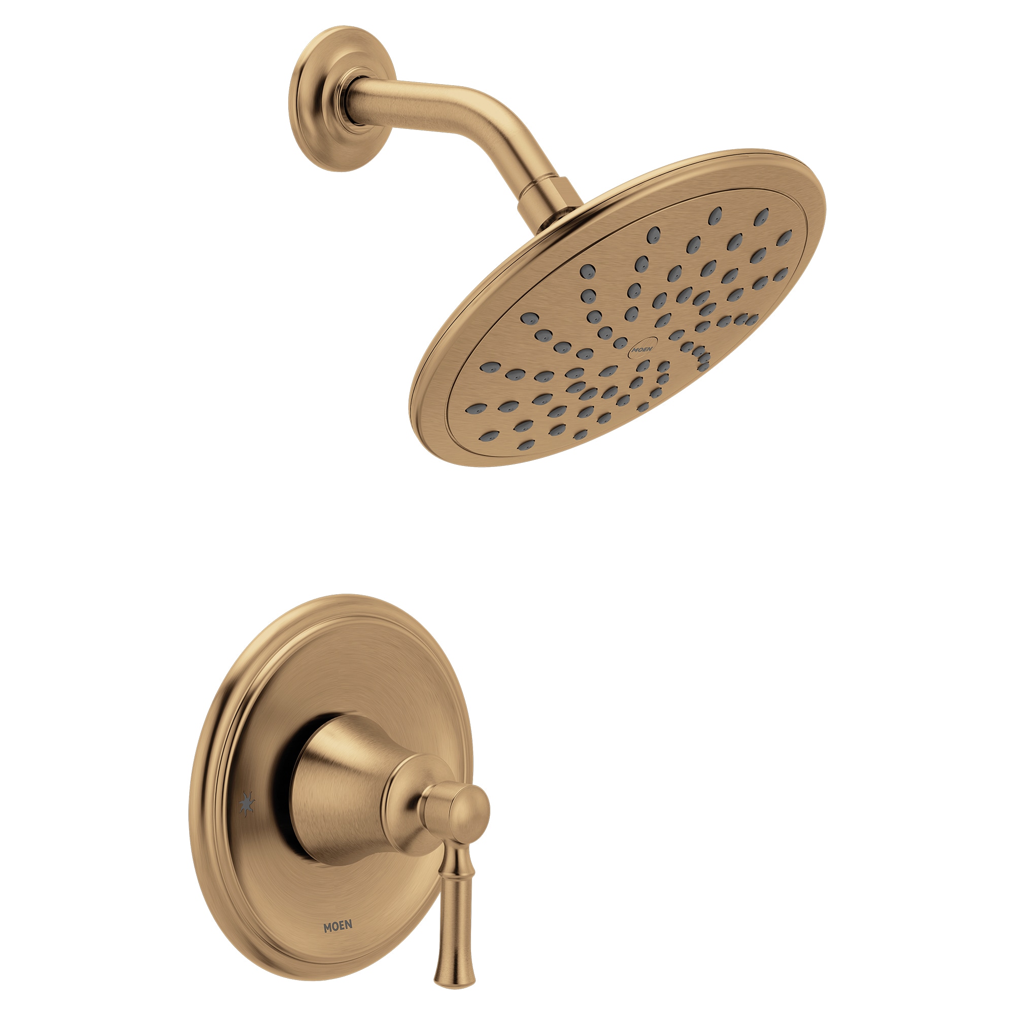 Moen T2282EPBZG Dartmoor Bronzed Gold 1-handle Single function 8-in Round Shower Faucet (Valve Not Included)