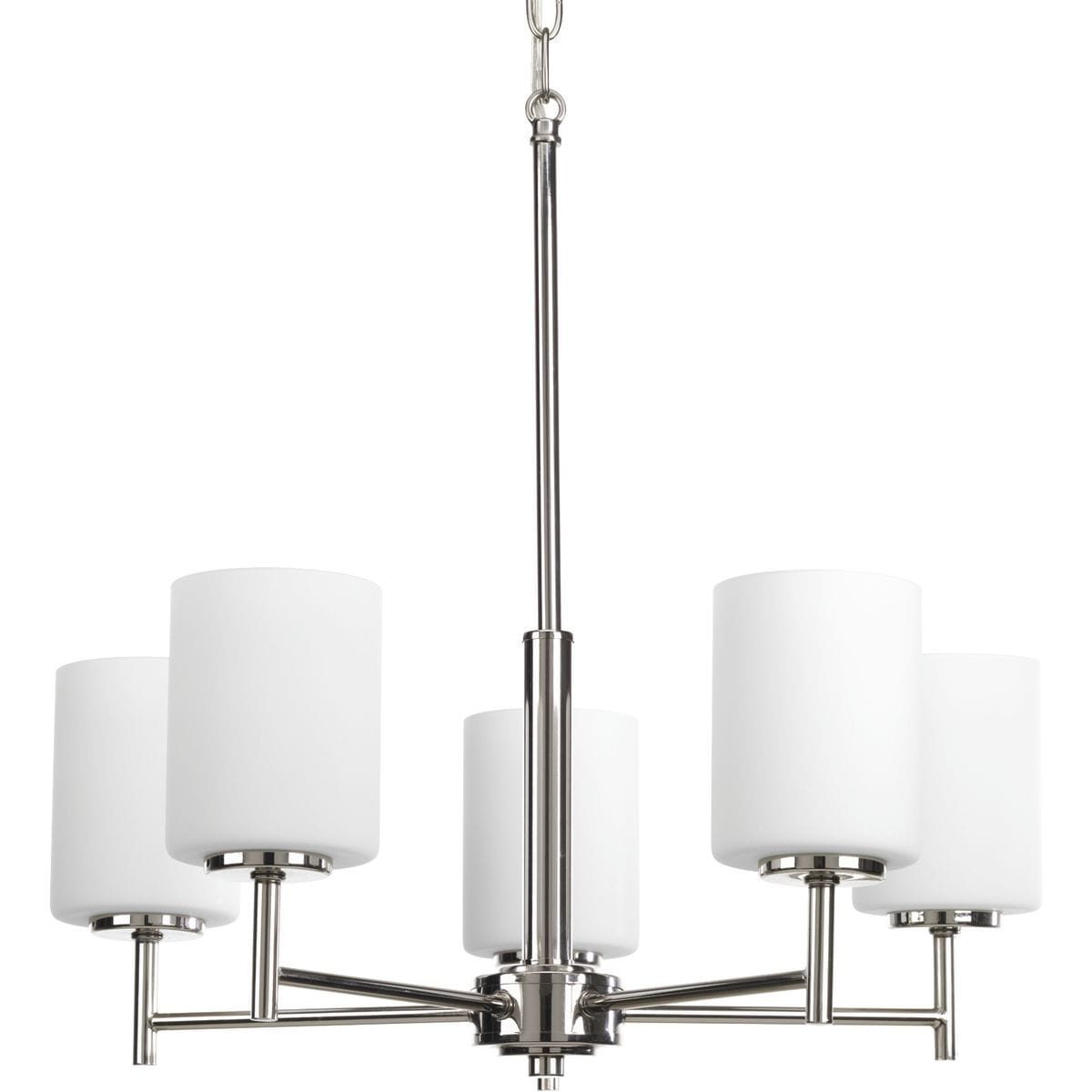Progress Lighting P4319-104 Replay 5 -Light Polished Nickel Modern/contemporary For Use in Bedrooms, Dining Rooms, Foyers, Kitchens, Living Rooms Chandelier