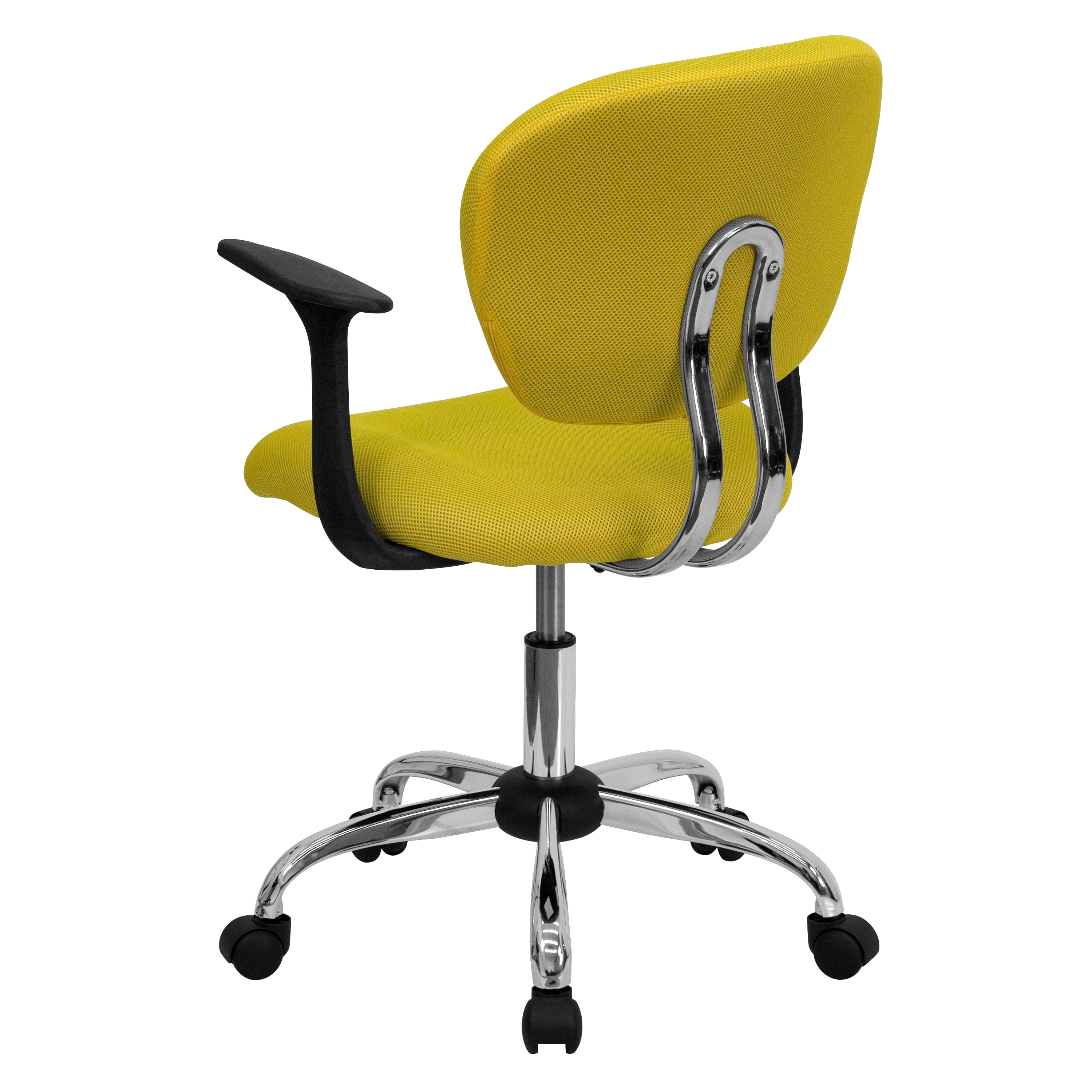 Ergonomic Mid-Back Mesh Task Chair in Vibrant Yellow with Metal Base