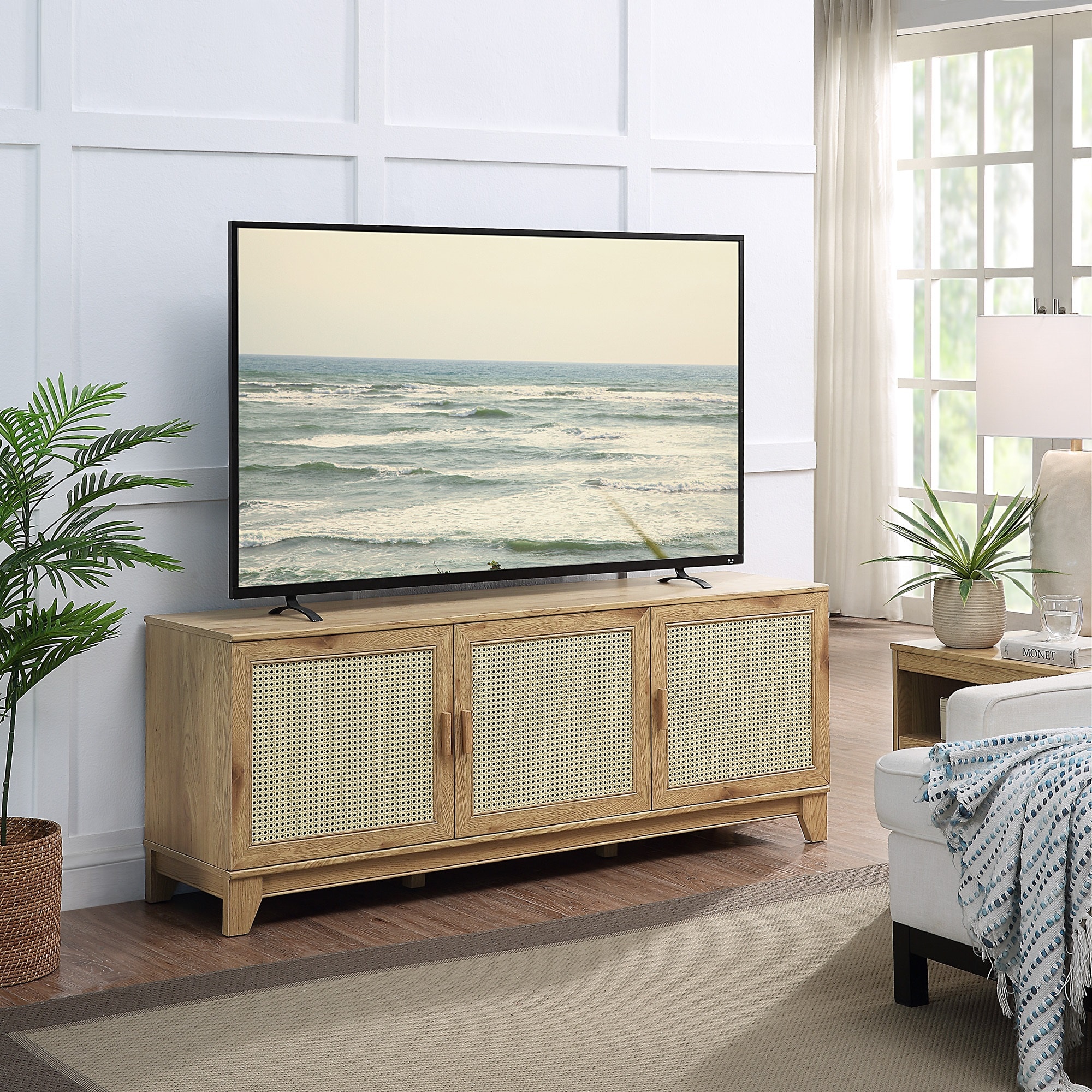 Manhattan Comfort TV-3GLF-NA Modern/Contemporary Nature TV stand ( Accommodates TVs up to 55-in )