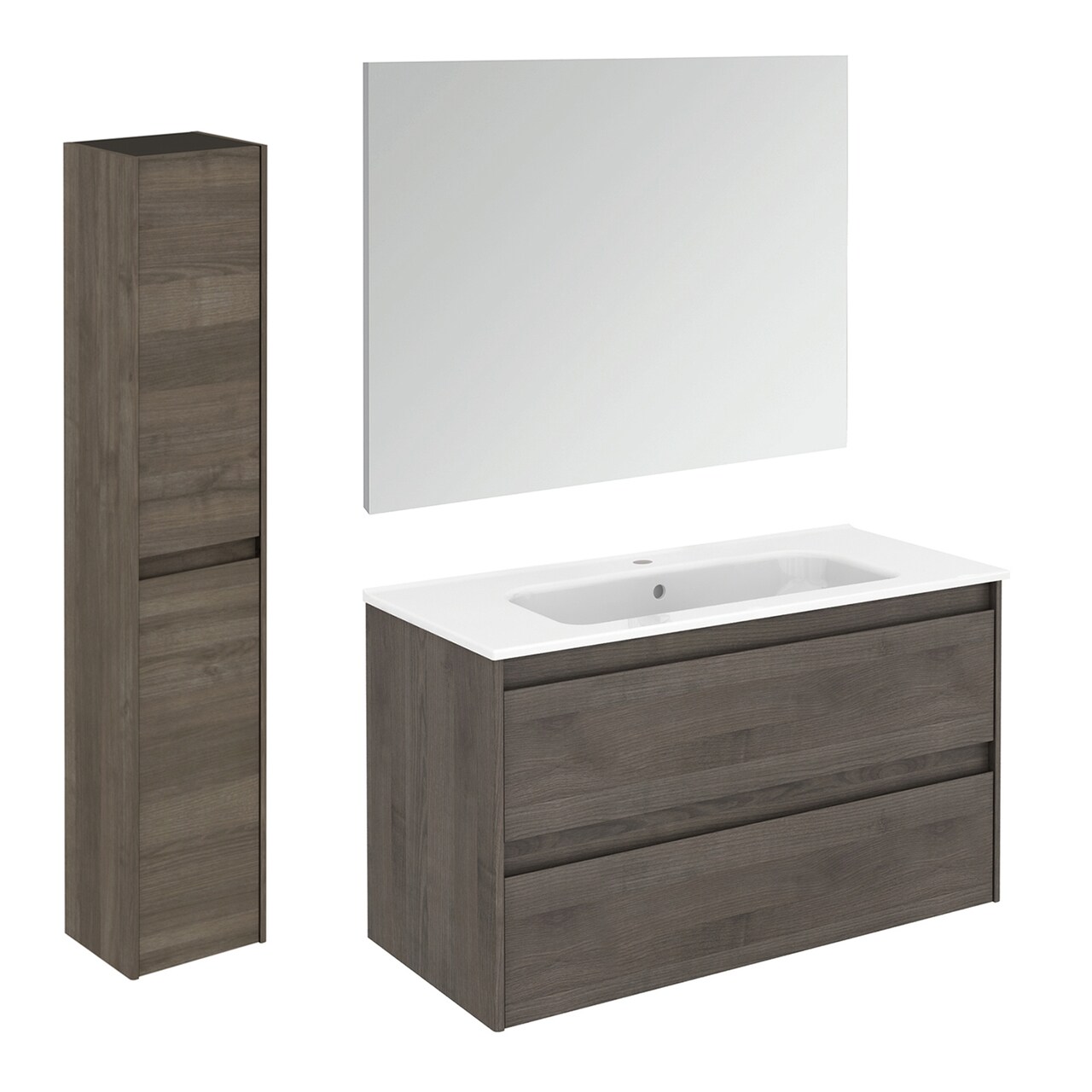 WS Bath Collections Ambra 40-in Samara Ash Single Sink Bathroom Vanity with Ceramic White Ceramic Top