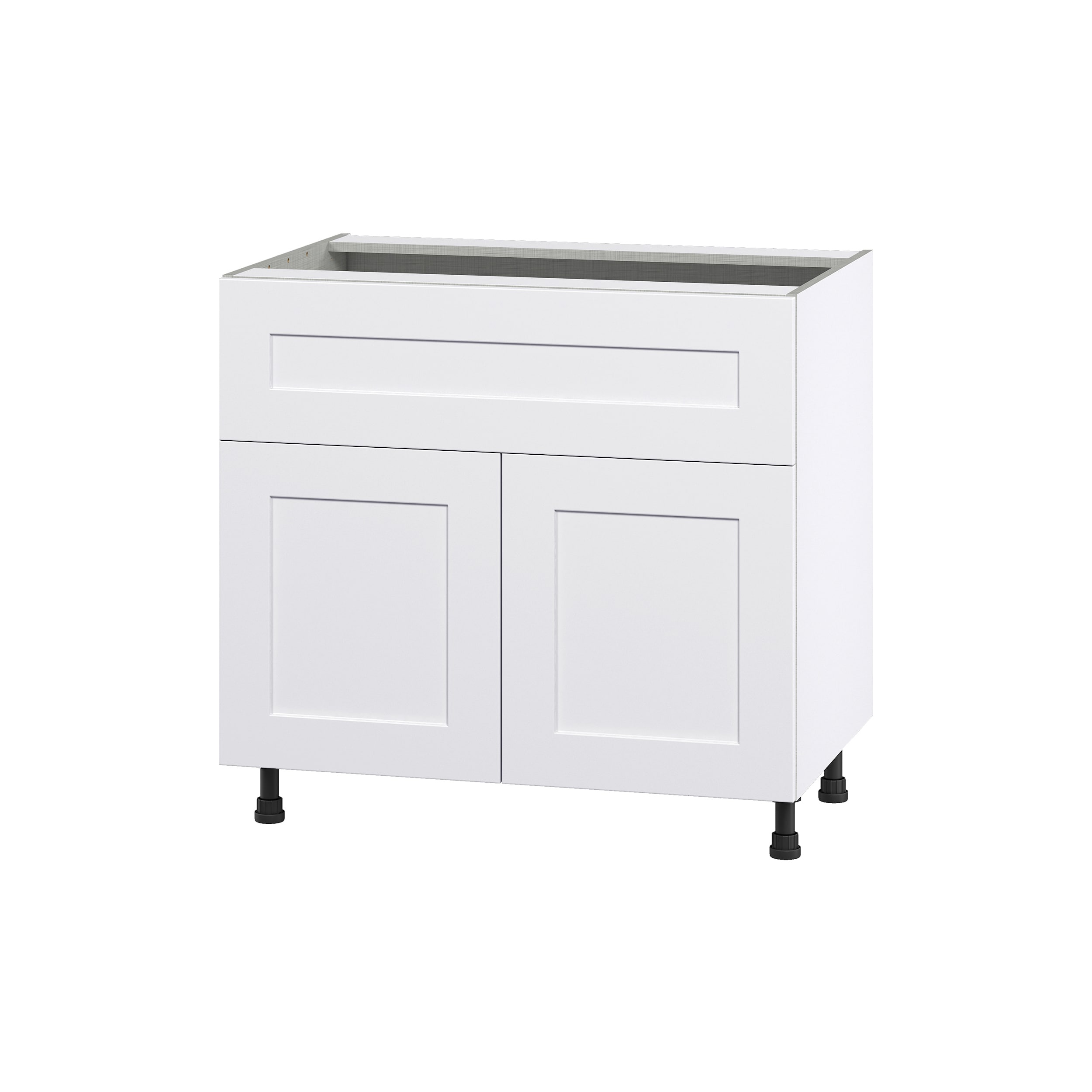 Hugo&Borg Jolie 24-in W x 34.5-in H x 24-in D Warm White 1-Drawer Base Fully Assembled Cabinet (Flat Panel Shaker Style)