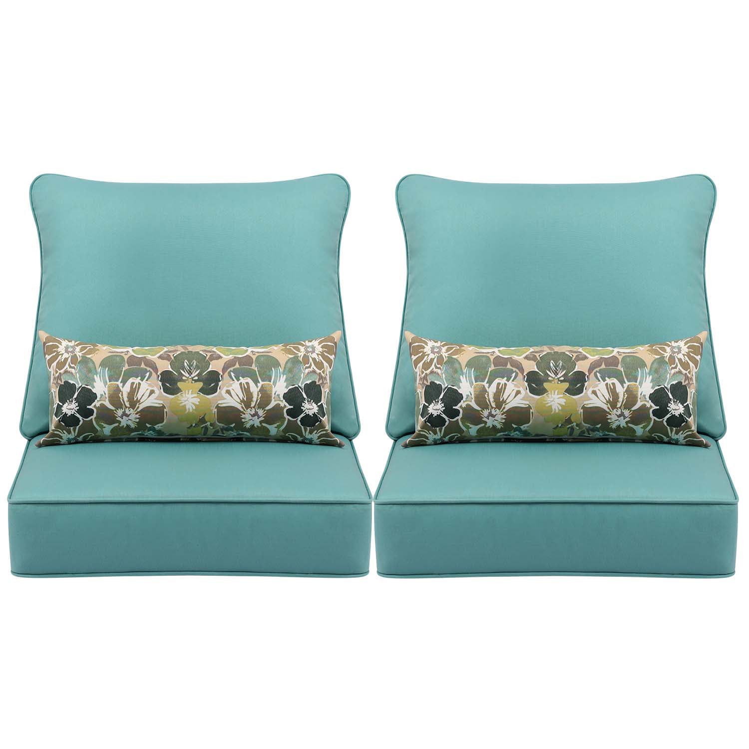 Aoodor A059-PBUBU 24-in x 24-in 6 -Piece Lake Blue Deep seat patio chair cushion