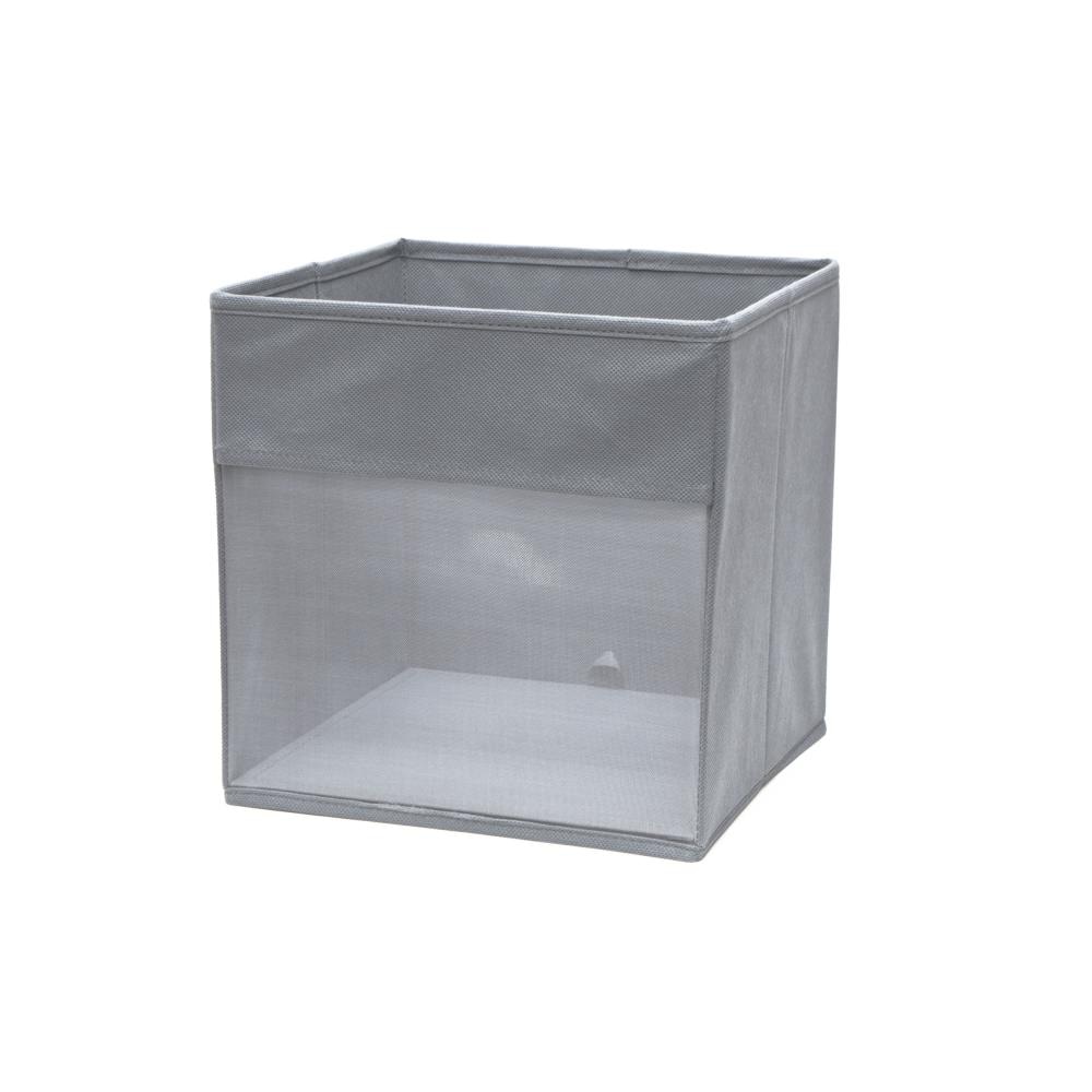 Allen + Roth Herringbone 7.13-in W x 5.5-in H x 10.69-in D Gray Fabric Bin | HD-141114