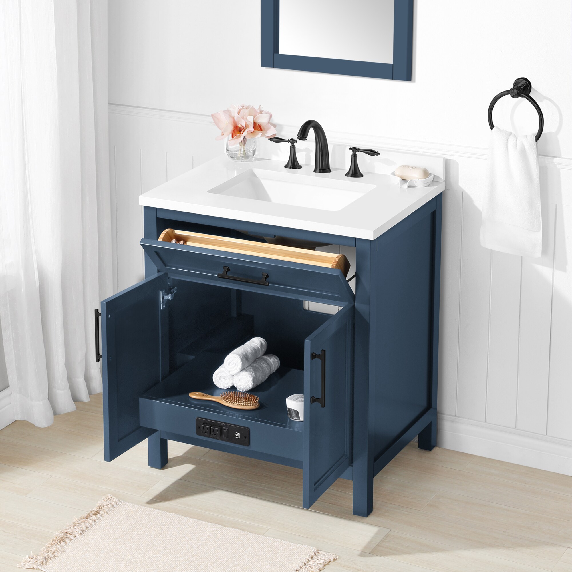 allen + roth Brinkhaven 30-in Grayish Blue Undermount Single Sink ...