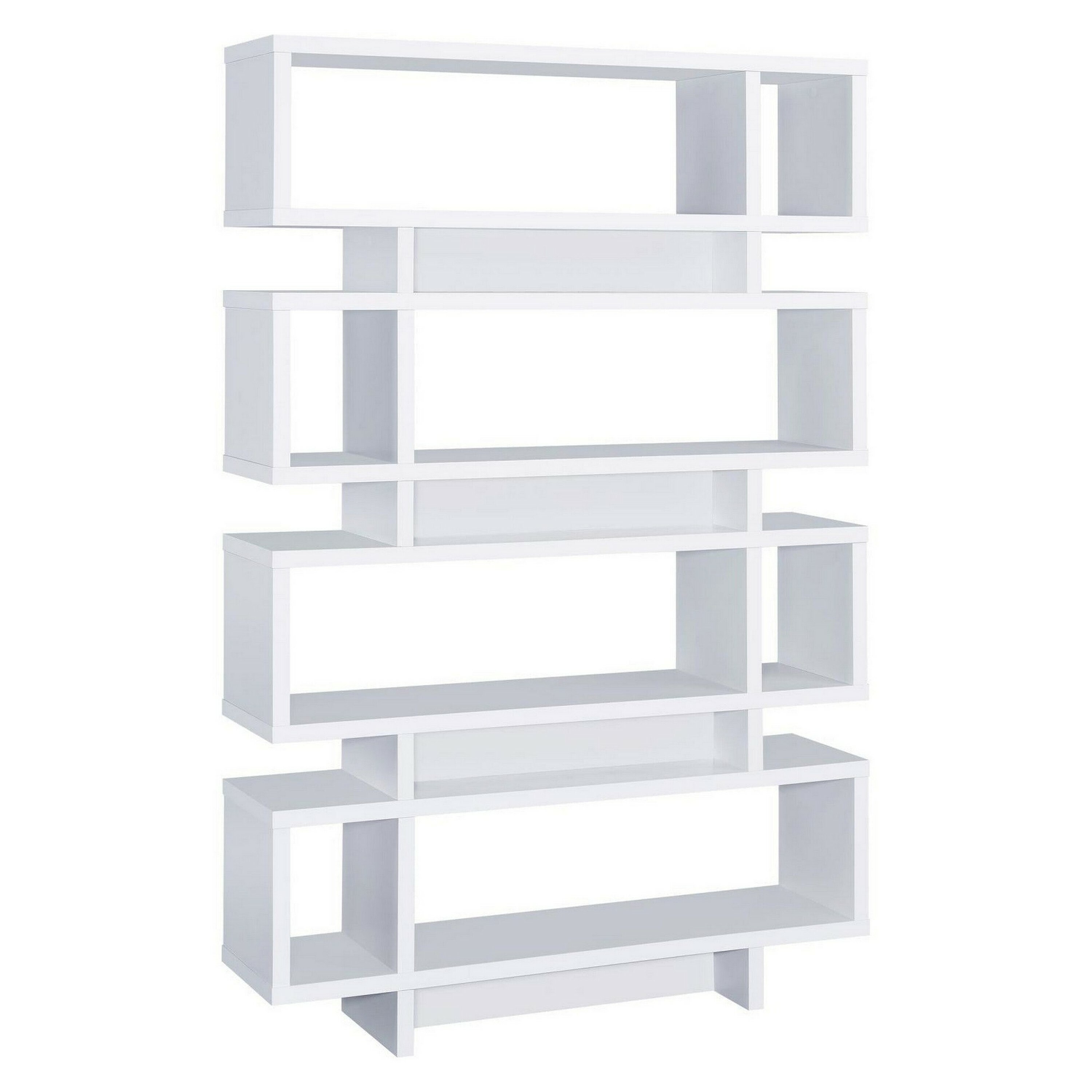 Benzara BM156244 WHITE Wood 4 -Shelf Bookcase ( 47.25-Inches W x 72.75-Inches H x 11.5-Inches D ) Finished