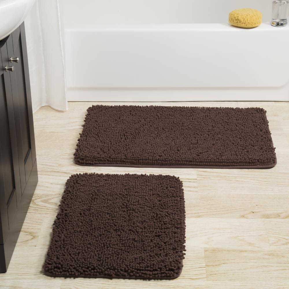 Hastings Home Set of 2 Memory Foam Bath Mats, Gray 32.25-in x 20.25-in  Silver Gray Microfiber Memory Foam Bath Rug in the Bathroom Rugs & Mats  department at