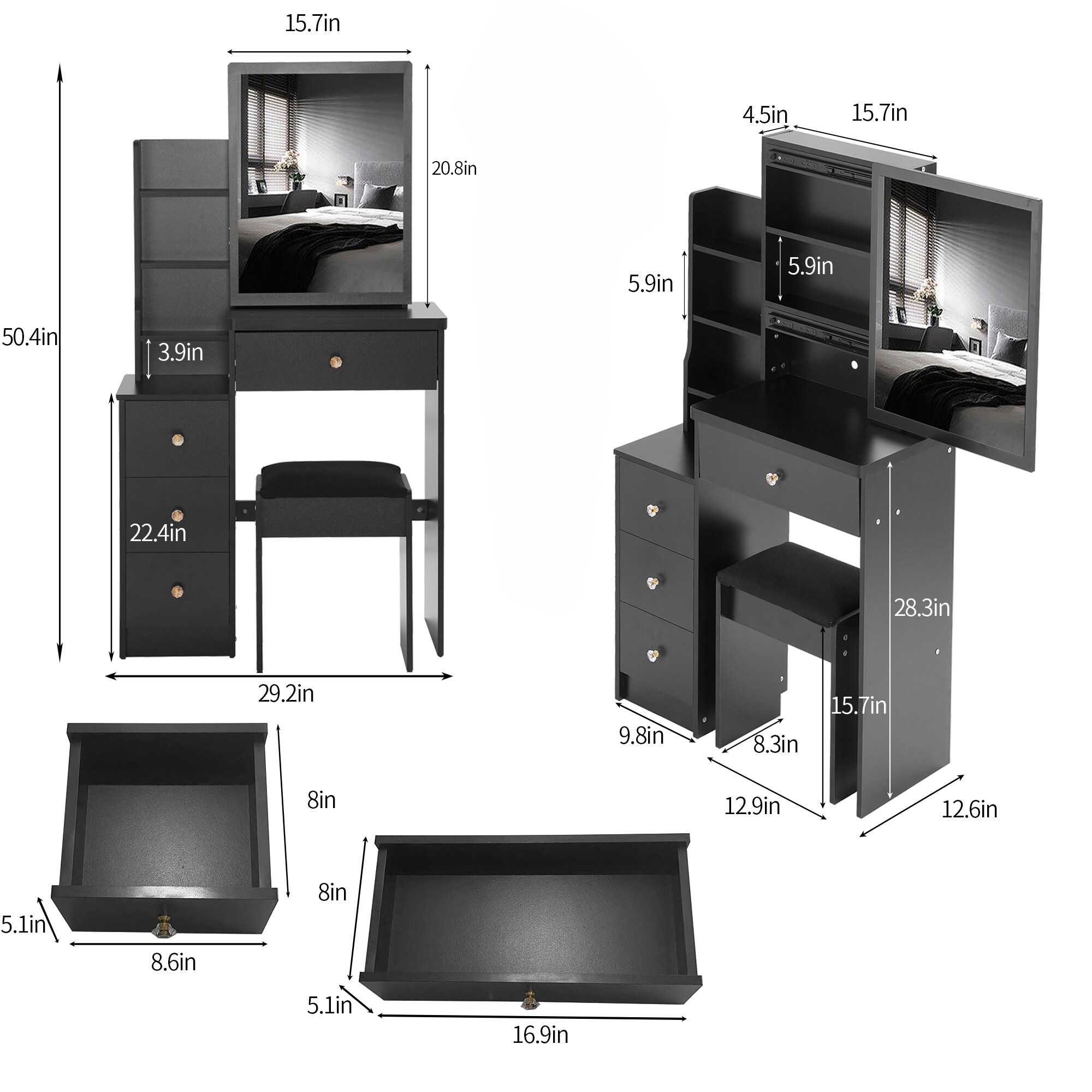 LUXEYARD DS-M-BAC03517 Bedroom-Vanities - View #3