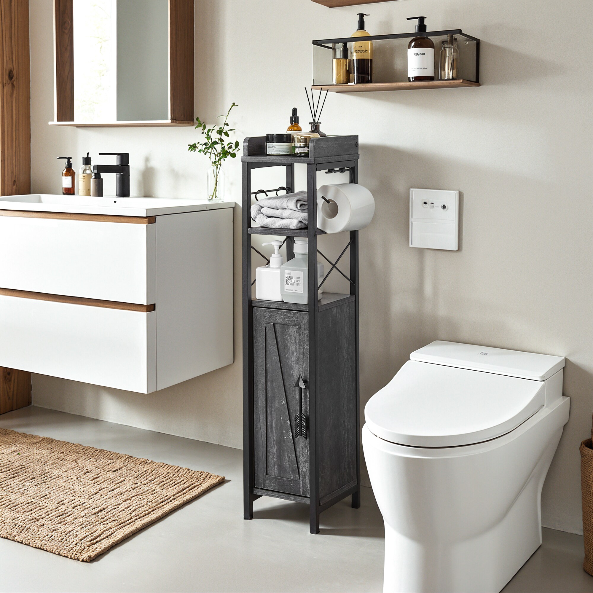 Vecelo LOE-BC01-CGY Linen-Cabinets - View #4