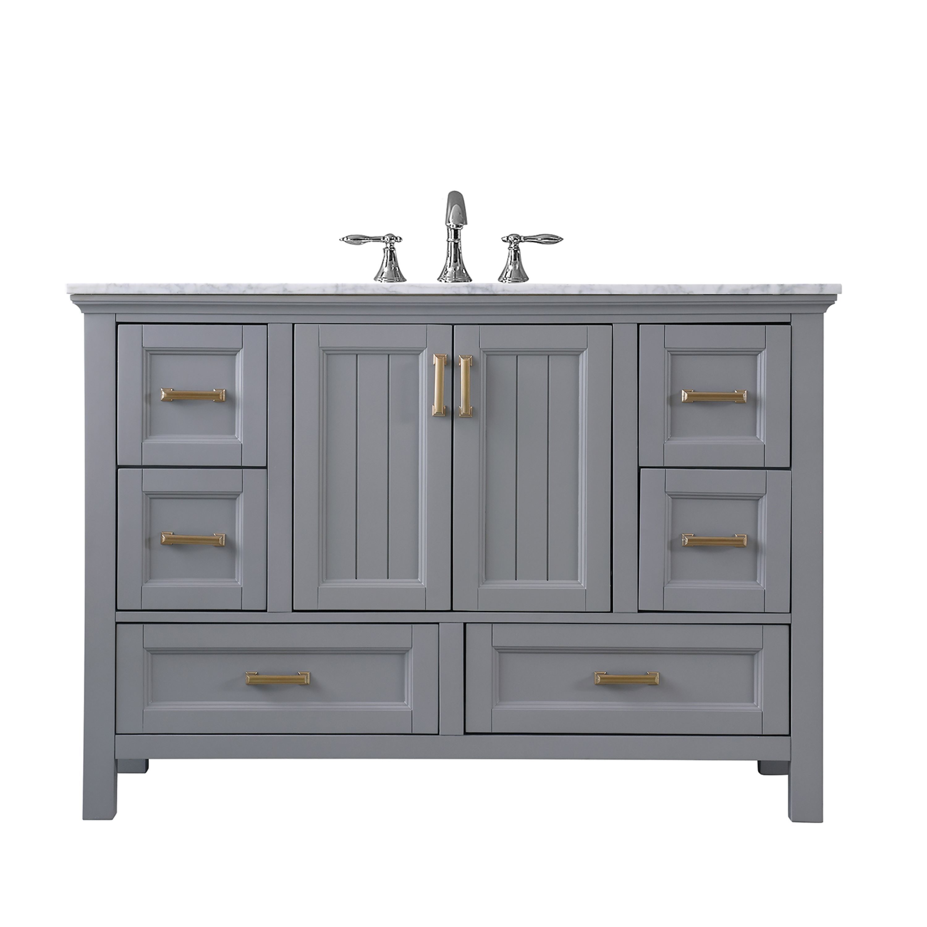 Altair 538048-GR-CA-NM Isla 48-in Gray Undermount Single sink Bathroom Vanity with Carrara White Marble Top