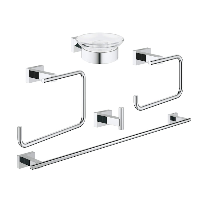 GROHE 4-Piece Essentials Chrome Decorative Bathroom Hardware Set GROHE 4-Piece Essentials Chrome Decorative Bathroom Hardware Set