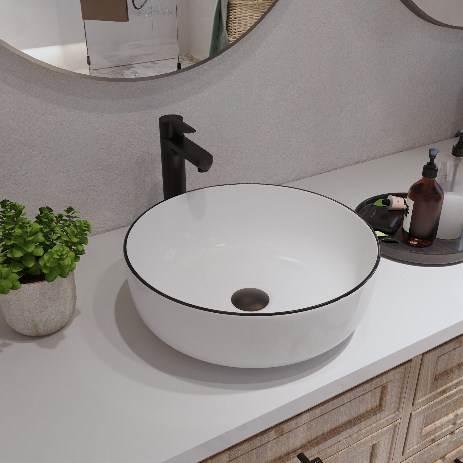 Symmetry 16'' White Ceramic Circular Vessel Bathroom Sink