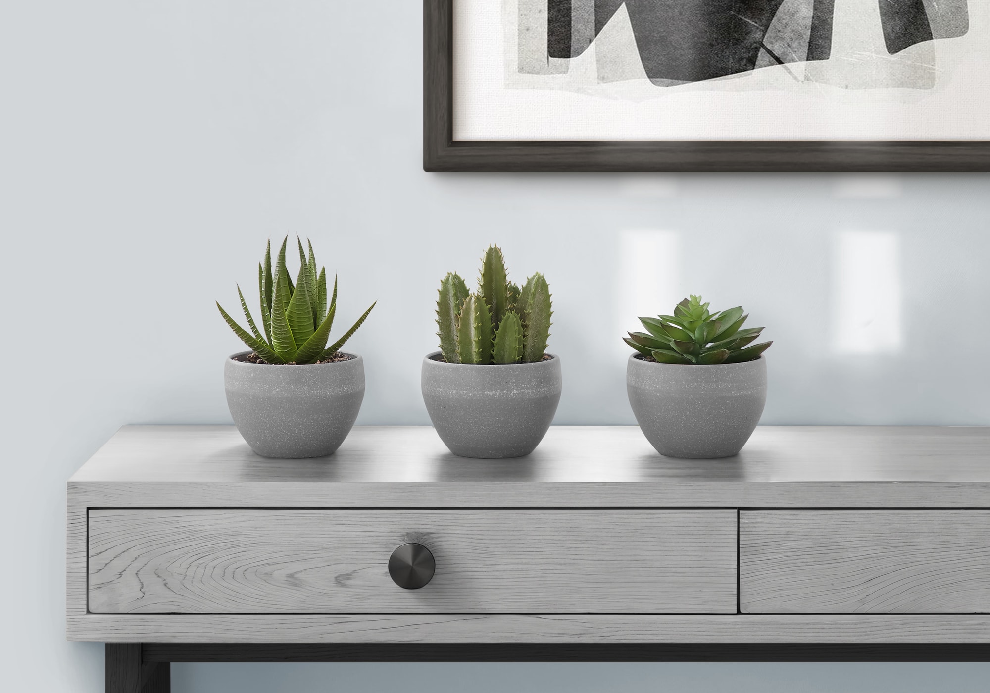 LOVMOR Artificial Plant 6Inch Tall Succulent Indoor Faux Fake Table  Greenery Potted Set Of 3 Decorative Green Plants Grey Cement Pots in the Artificial  Plants & Flowers department at Lowes.com