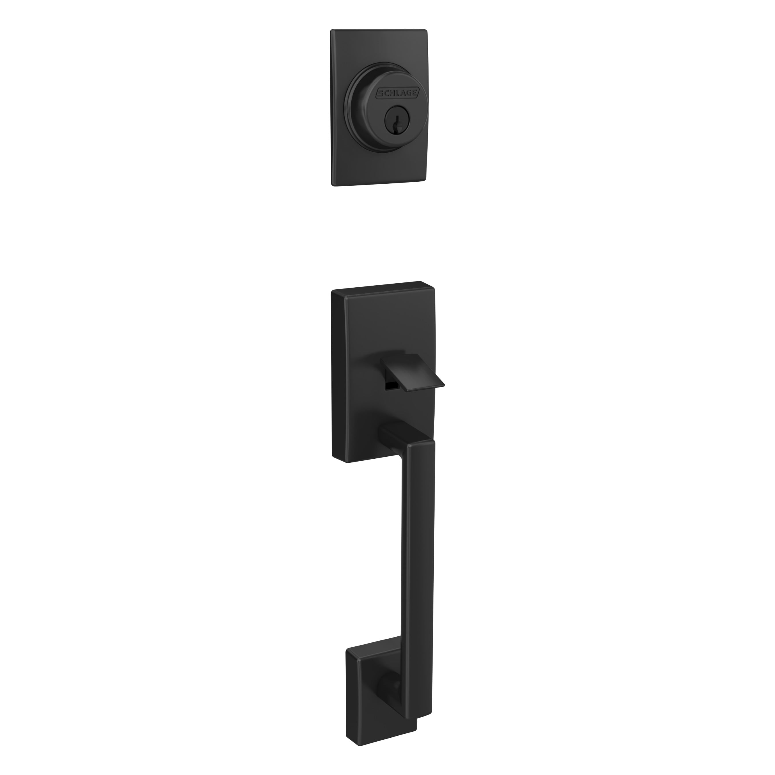 Schlage F58 CEN 622 G Customizable Keying Century Matte Black Entry door exterior handle with