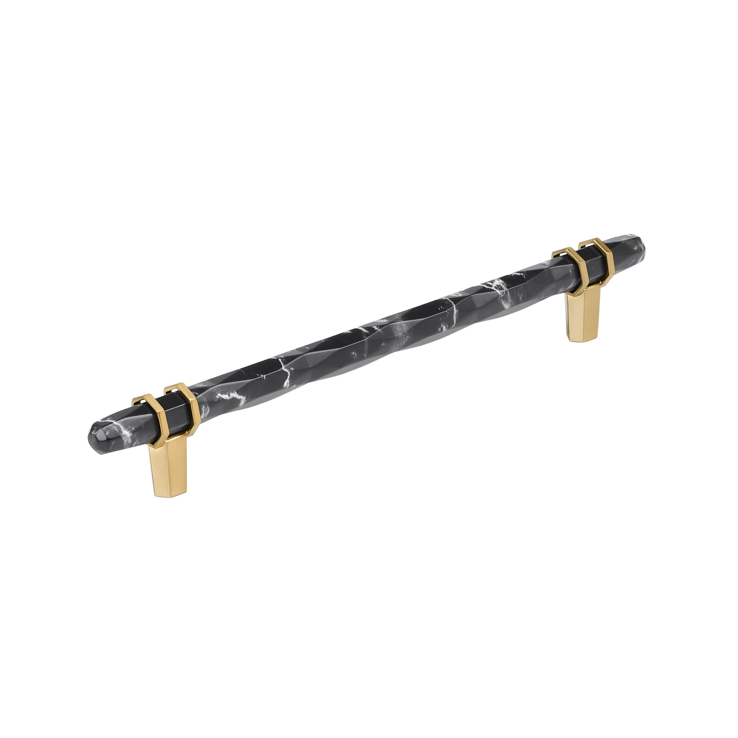 Amerock BP36663MBKCZ Carrione 8-in , 203mm Center to Center Marble Black/Champagne Bronze Cylindrical Bar