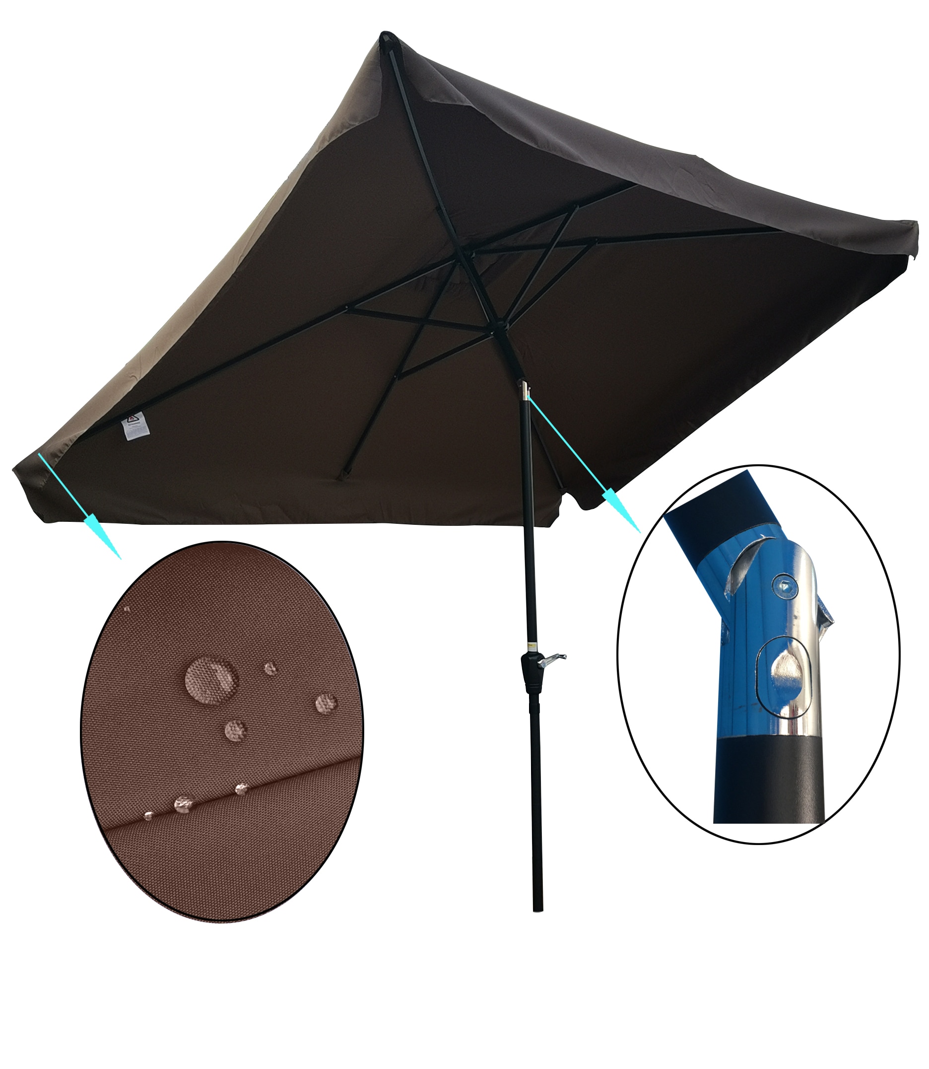 Lycvki GZB-51 6.5-ft x 10-ft Patio Umbrella Brown Gazebo with Hardtop Roof