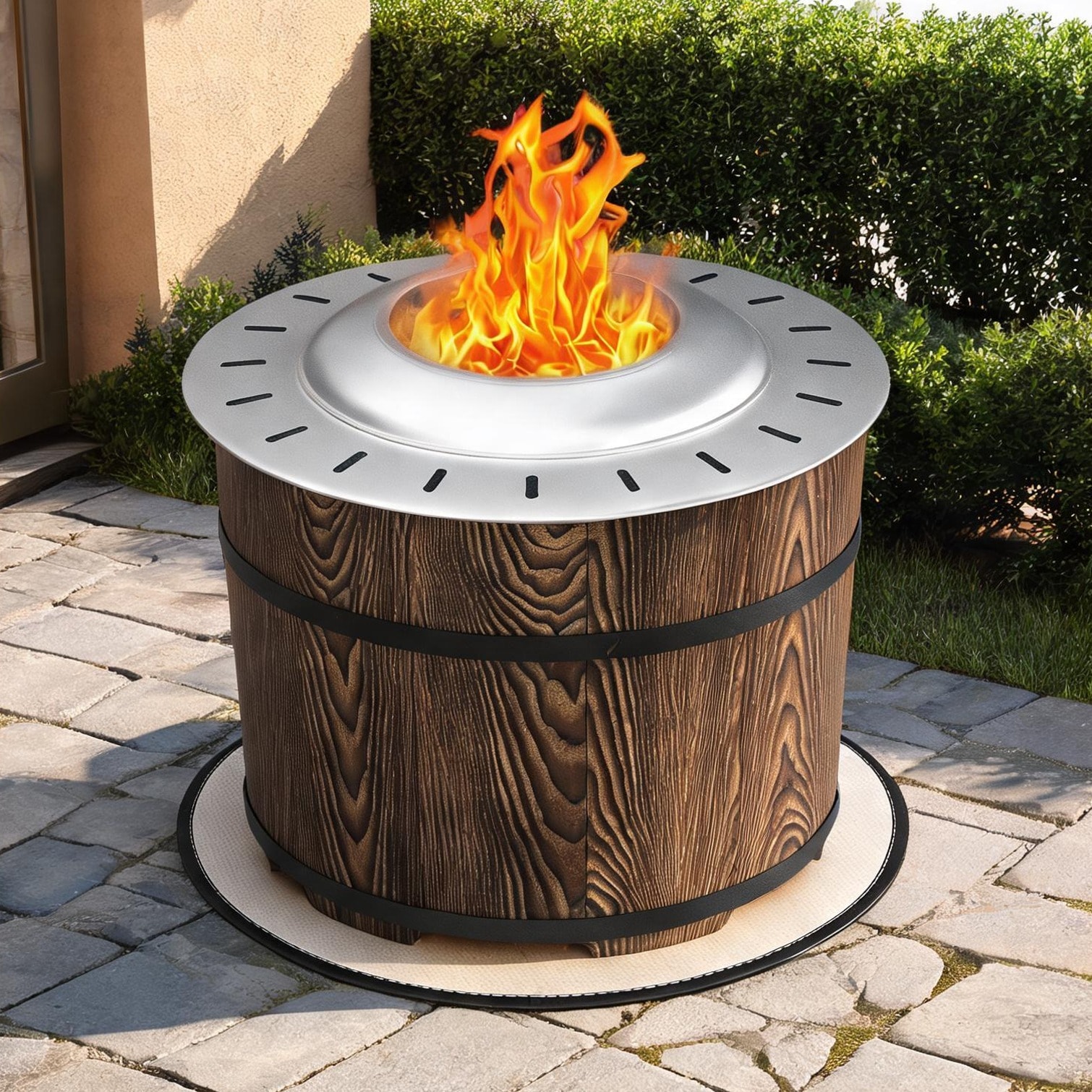 Tammesy - Brown-Toned Smokeless Wood Fire Pit with Magnesium Oxide Shell for Clean Outdoor Ambiance