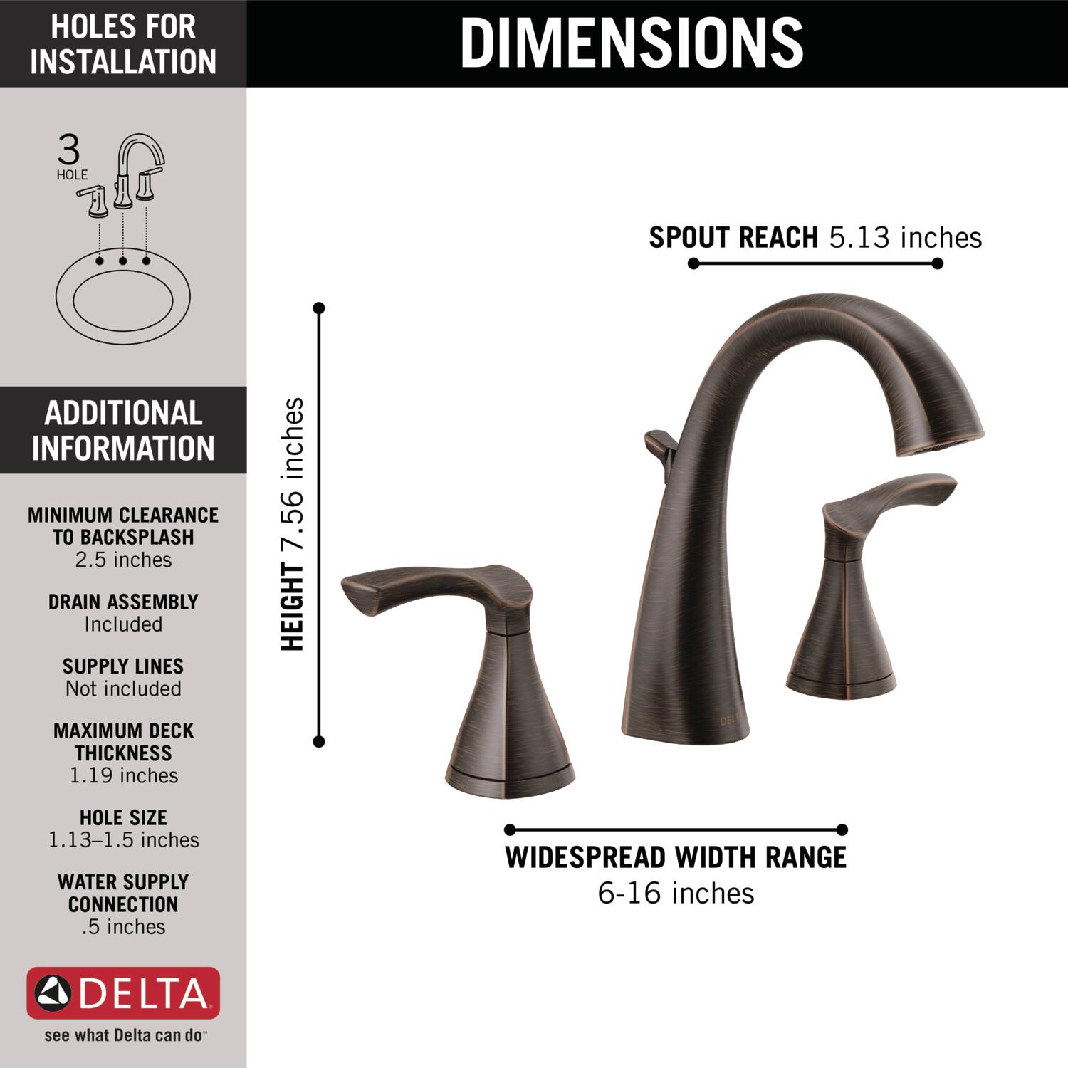 Delta Ashlyn 2-Handle Widespread Bathroom Faucet Venetian Bronze