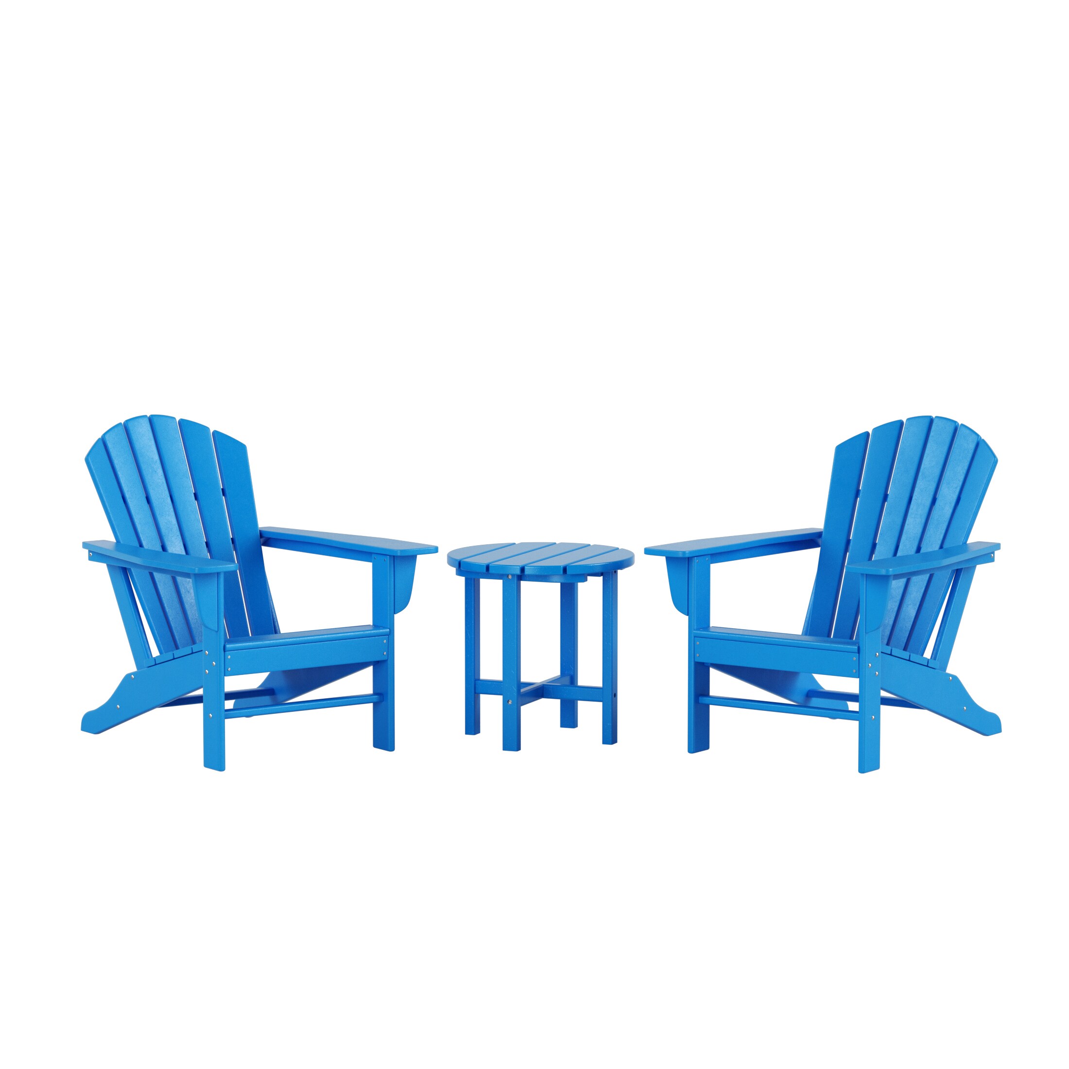 Westin Furniture OP6001-PB-3 Altura Set of 2 Pacific Blue HDPE Frame Stationary Adirondack Chair with Slat Seat
