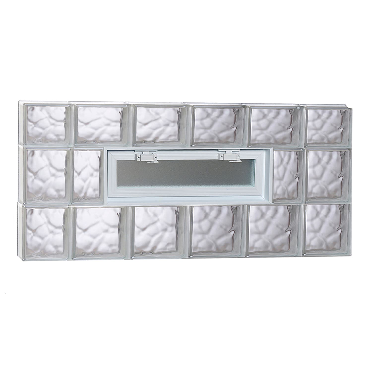 REDI2SET V4422DC Wavy Glass 42-1/2-in x 21-1/4-in Frameless Replacement Vented Glass Block Window