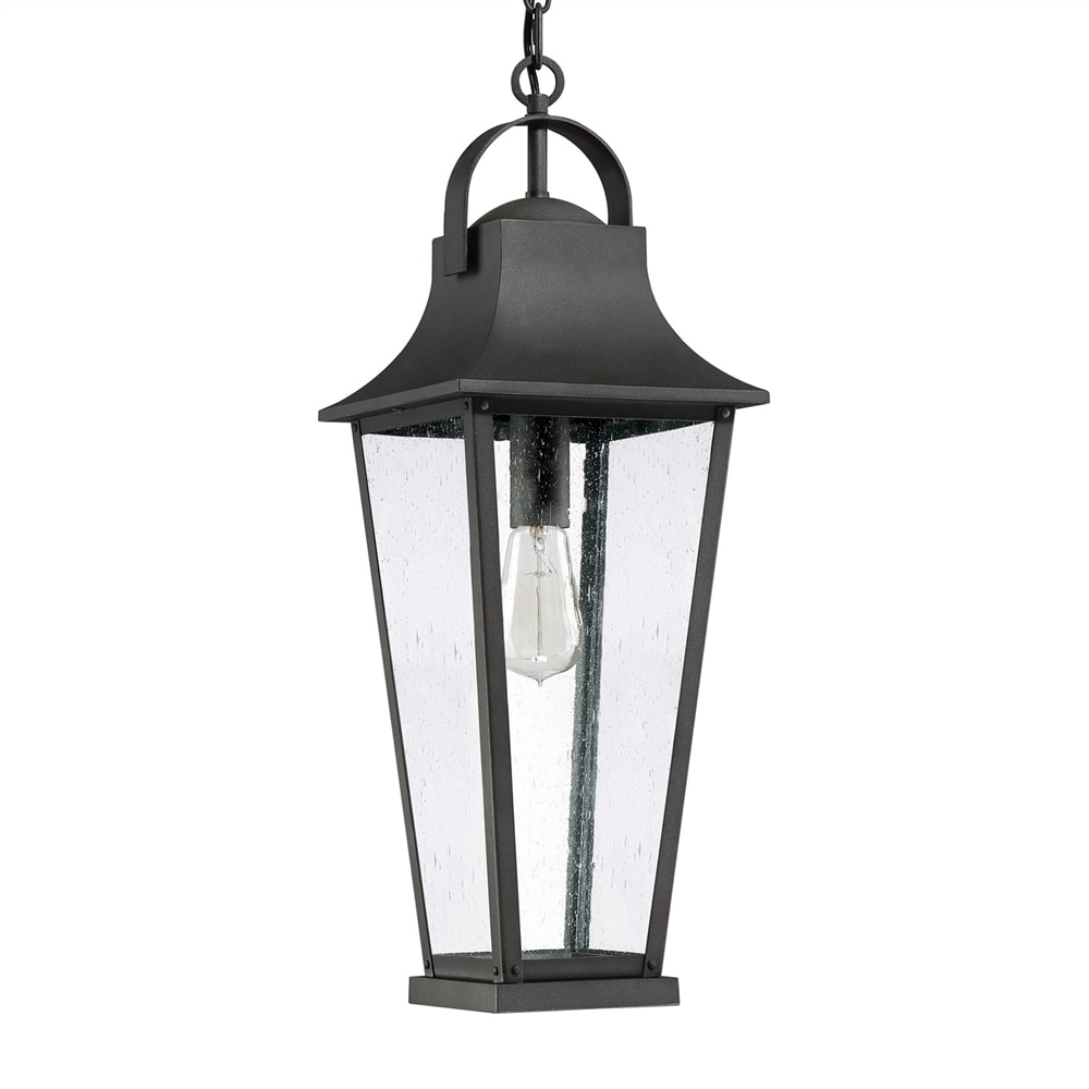 Quoizel Galveston Mottled Black Traditional Seeded Glass Lantern Pendant Light
