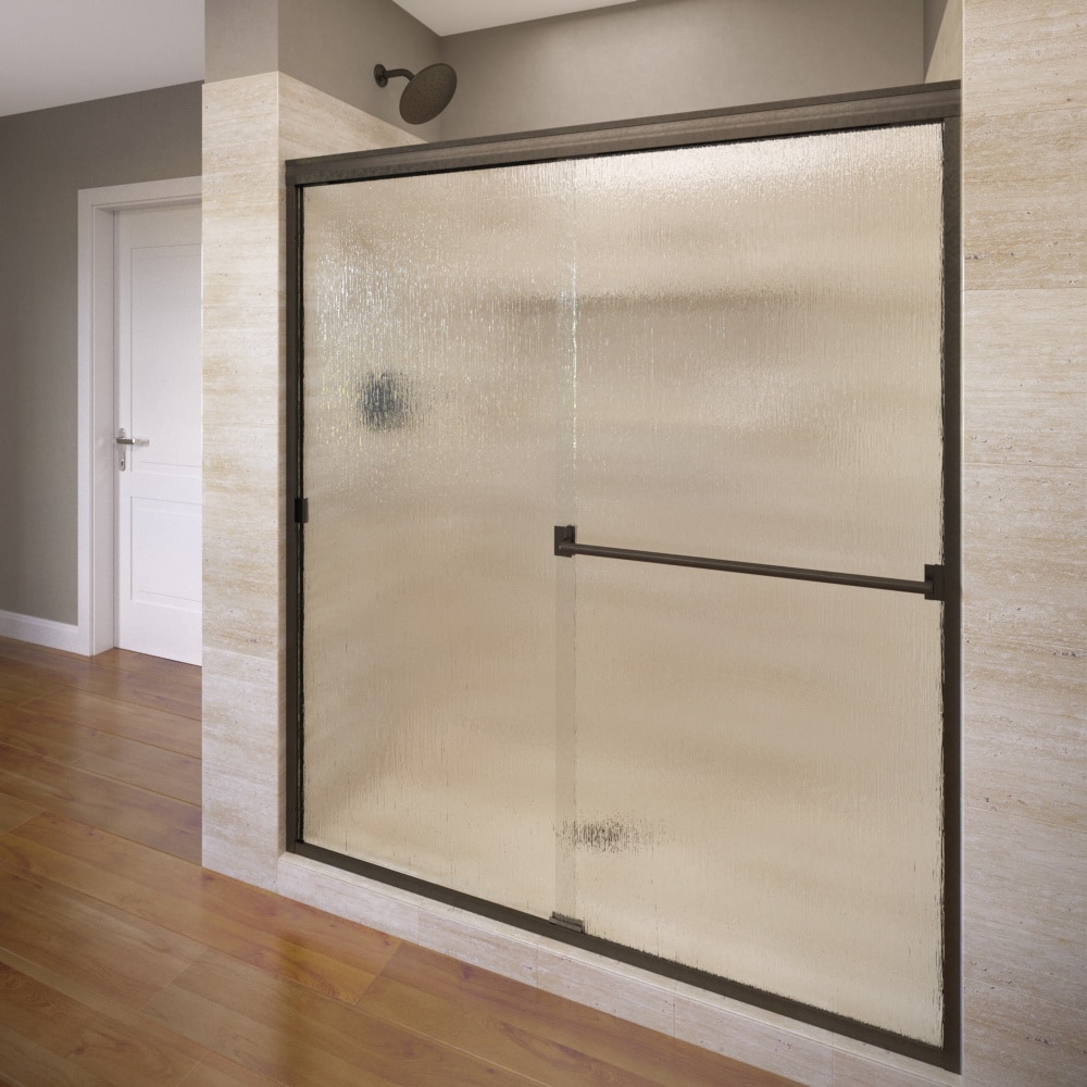 Basco CLCH05A4770RNOR Classic Oil Rubbed Bronze 43-in to 47-in W x 70.0-Inches H Semi-frameless Bypass Sliding Shower door 3/16-in Thick Frosted/Patterned Glass