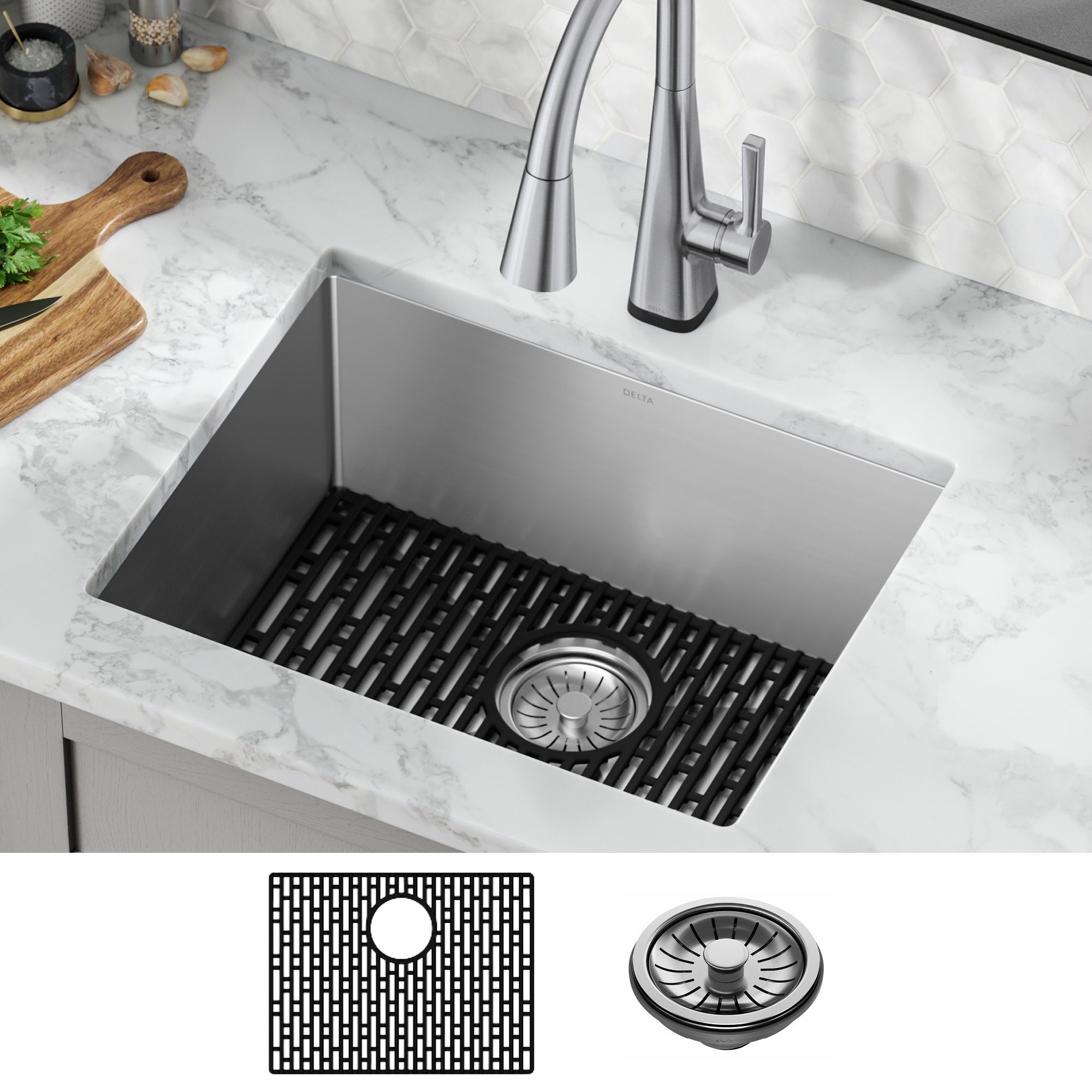 Delta 953034-23S-SS Lenta Undermount 23-Inches x 18-Inches Stainless steel Single bowl 16 -Gauge Kitchen Sink
