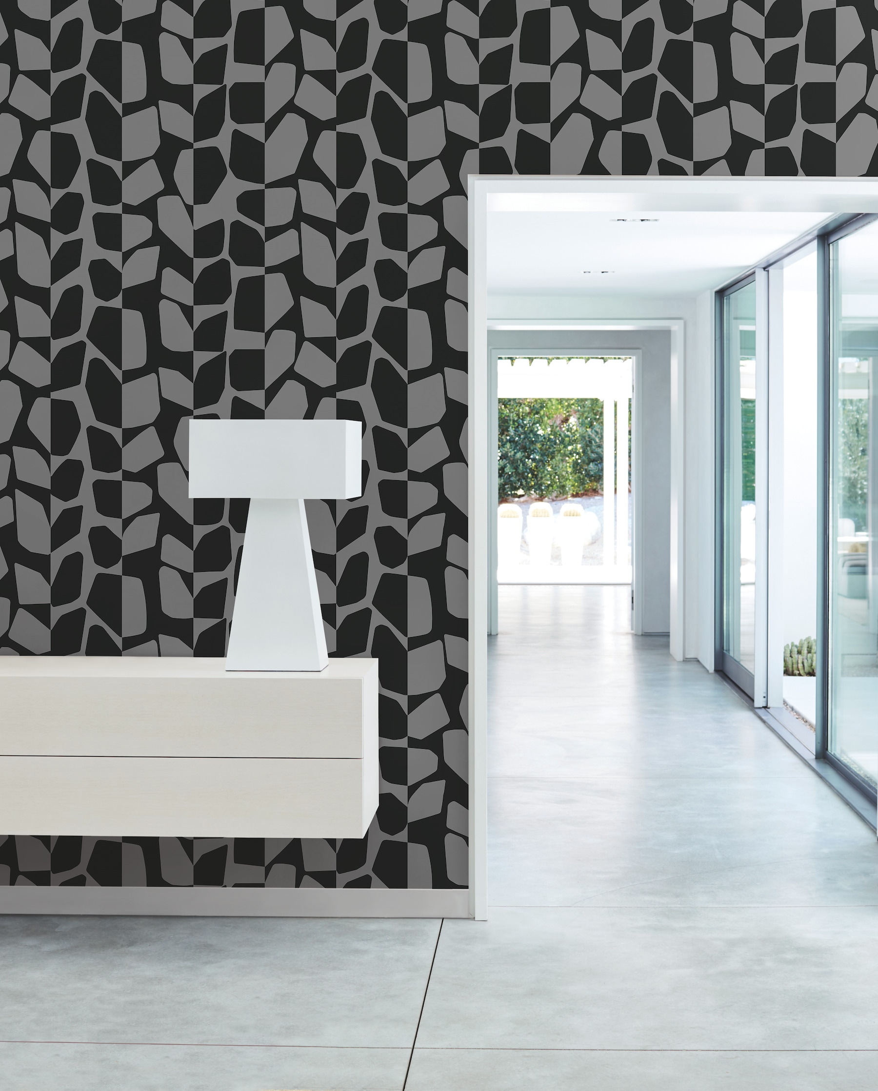 York Wallcoverings BW3894 Black and White Resource Library 60.8-Sq. Feet Black Non-woven Geometric Unpasted Wallpaper