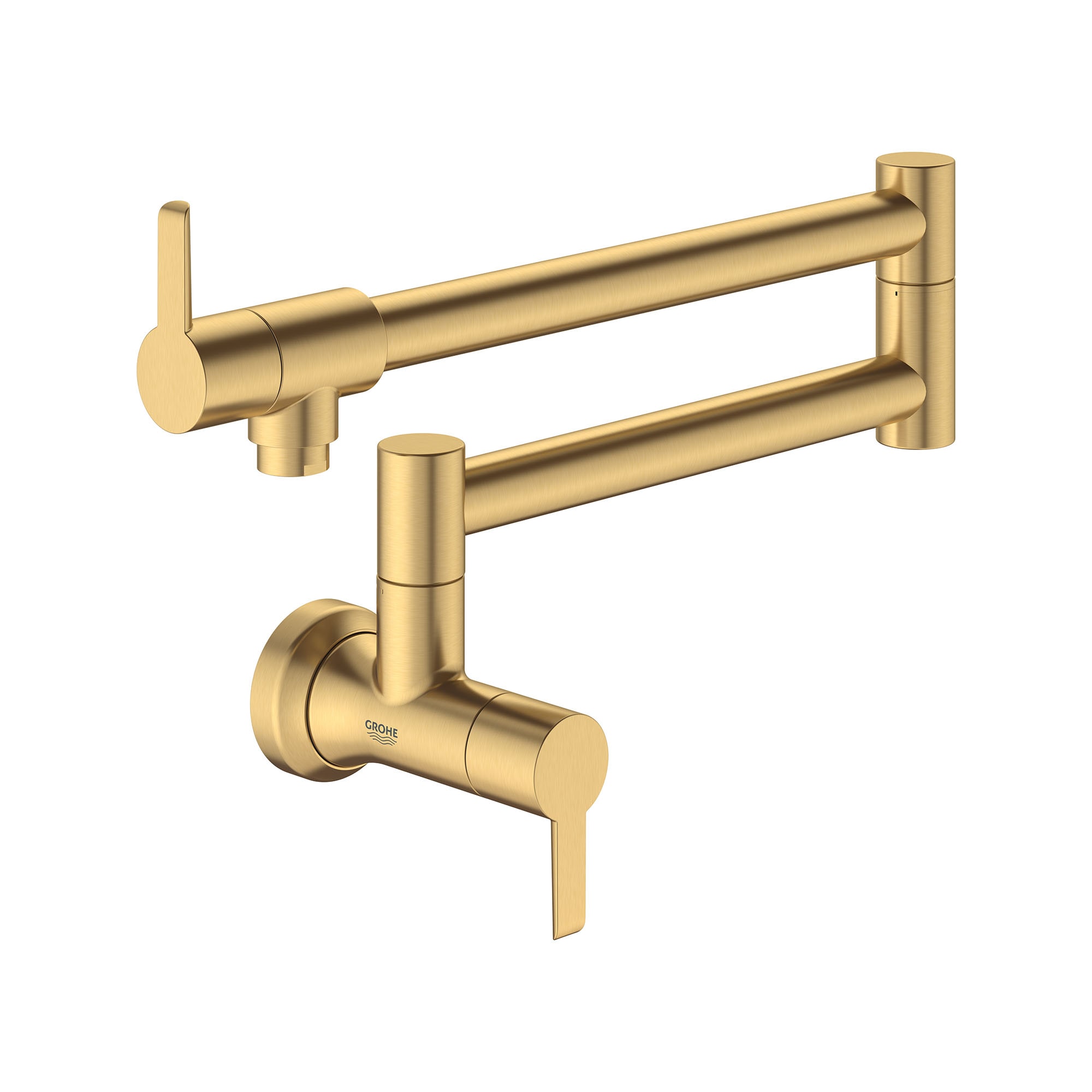 GROHE 31075GN2 Brushed Cool Sunrise Double Handle Wall-mount Pot Filler Kitchen Faucet with Sprayer