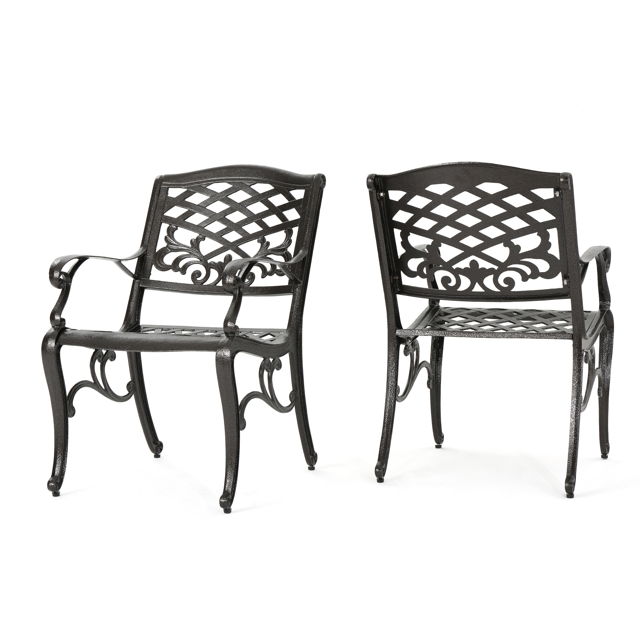 Clihome CL-NI-54589 Set of 2 Black Aluminum Frame Stationary Dining Chair with Mesh Seat