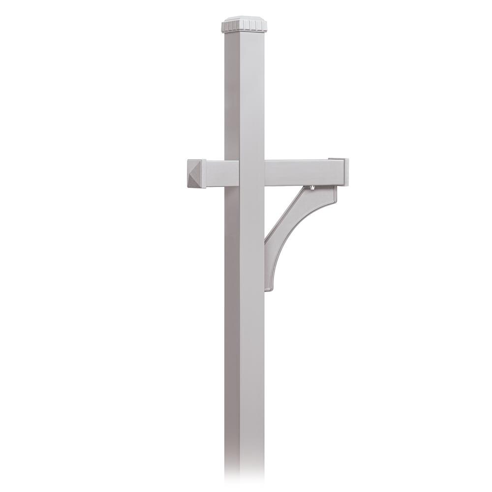 SALSBURY INDUSTRIES 4370SLV Silver Aluminum Drive-In Metal Stake Mount Mailbox Post