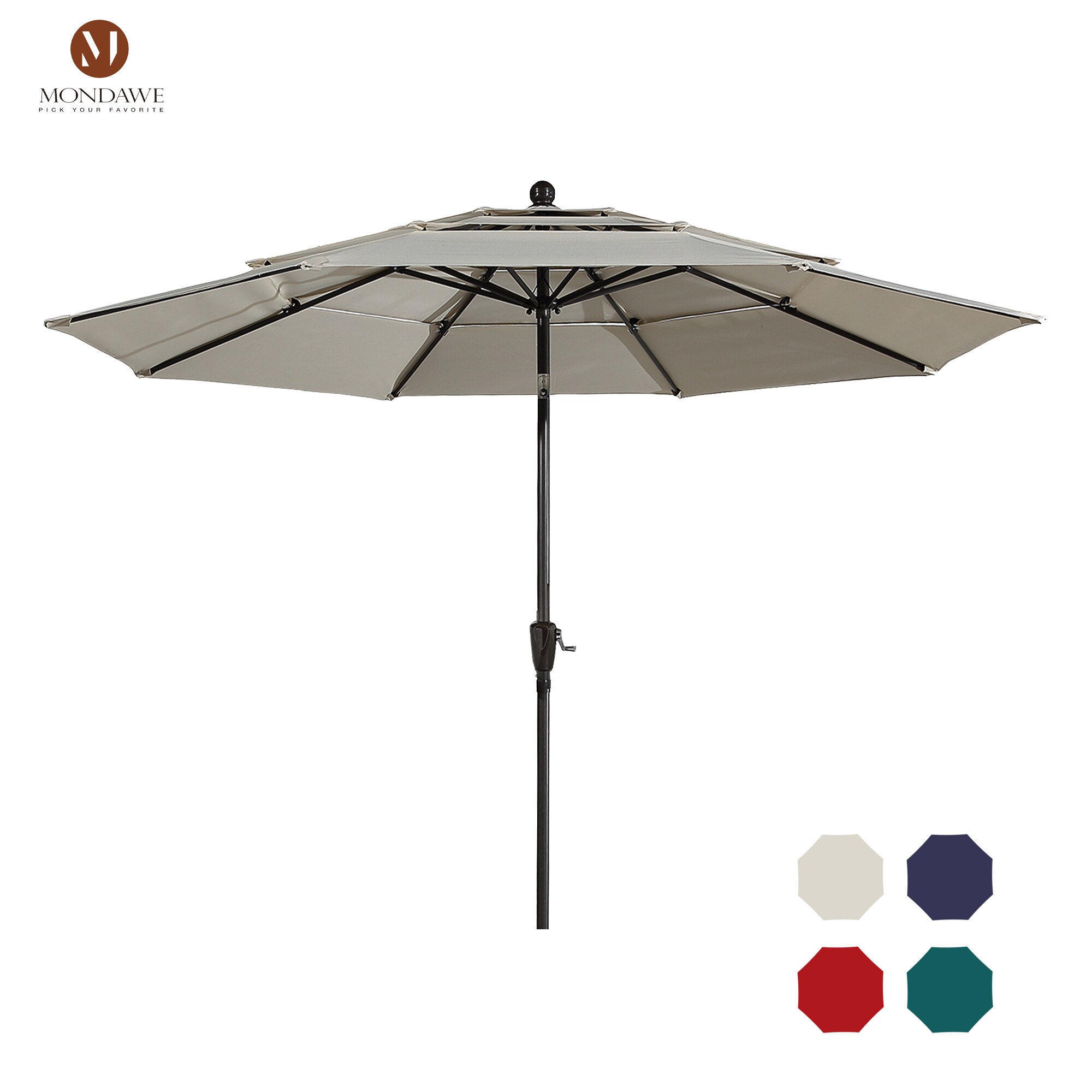 Mondawe WF-WS951 10-ft Aluminum Beige Push-button Tilt Market Patio Umbrella