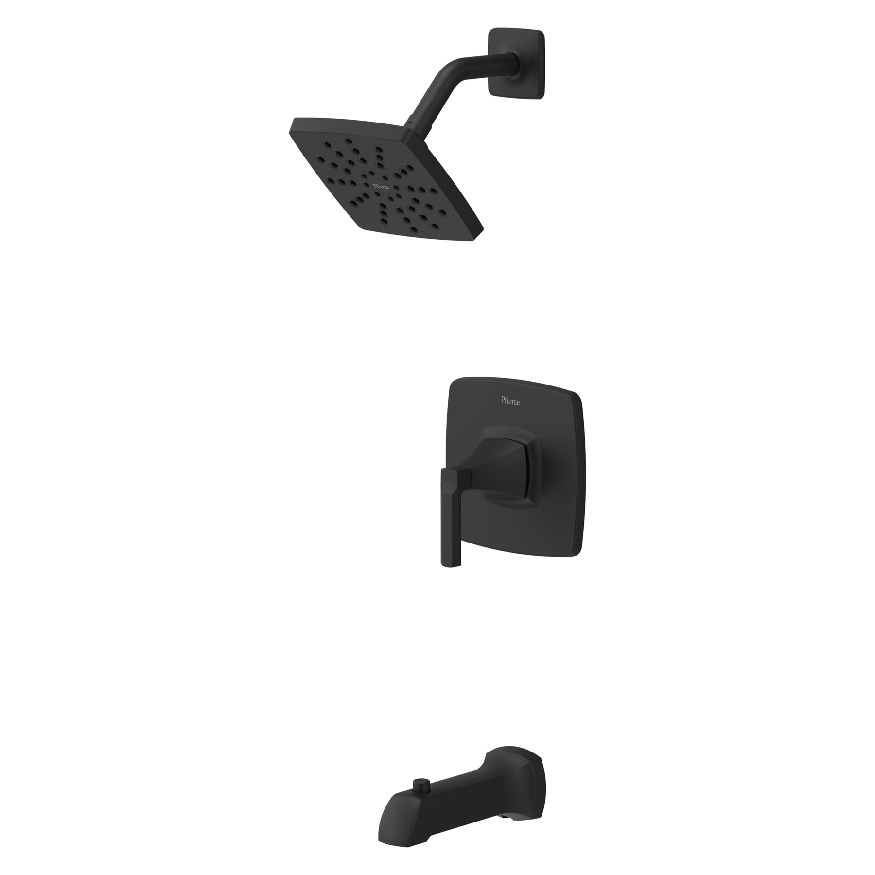 Pfister Vaneri Matte Black 1-handle Single Function 6-in Square Bathtub and Shower Faucet Valve Included