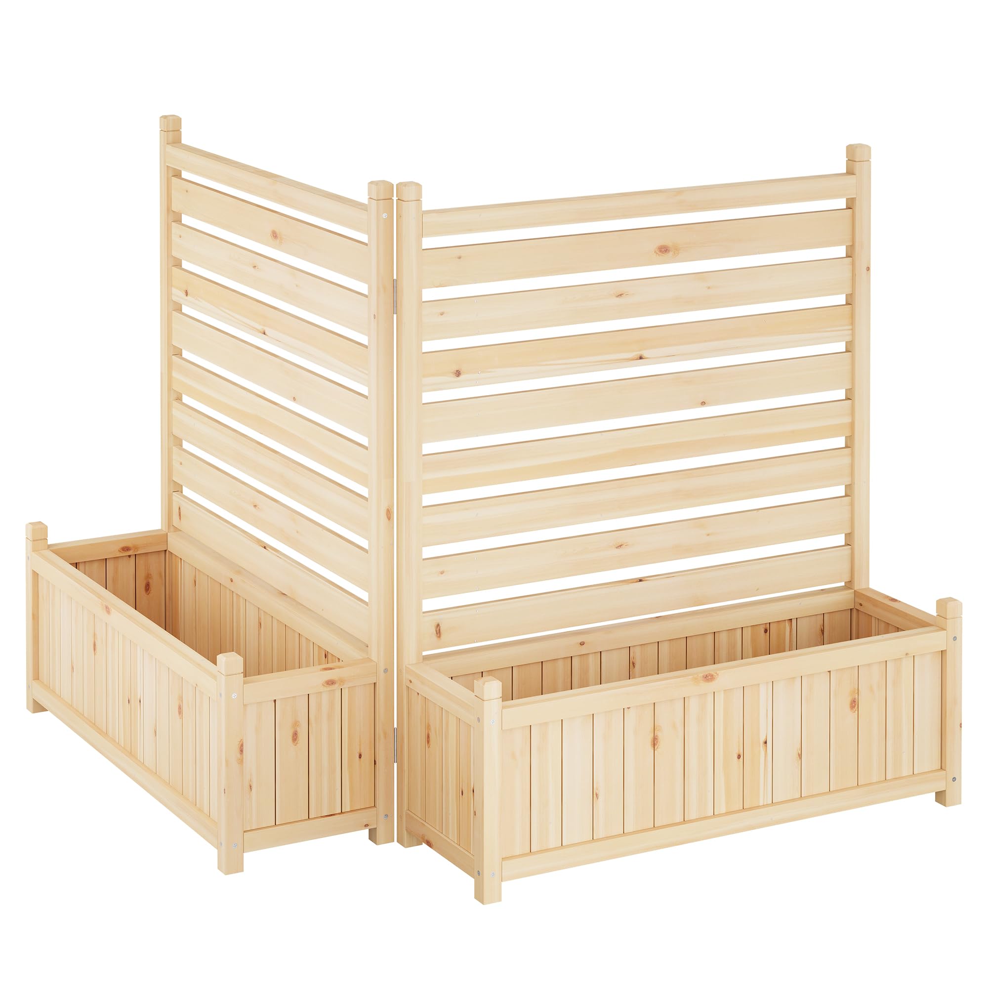 Garvee 2-Panel Outdoor Privacy Fence with Planter Box 34x40 Inch Wood AC Unit Screen Yard Divider for Patio Pool Backyard Conceals Trash Bins Air Conditioners Garden Equipment