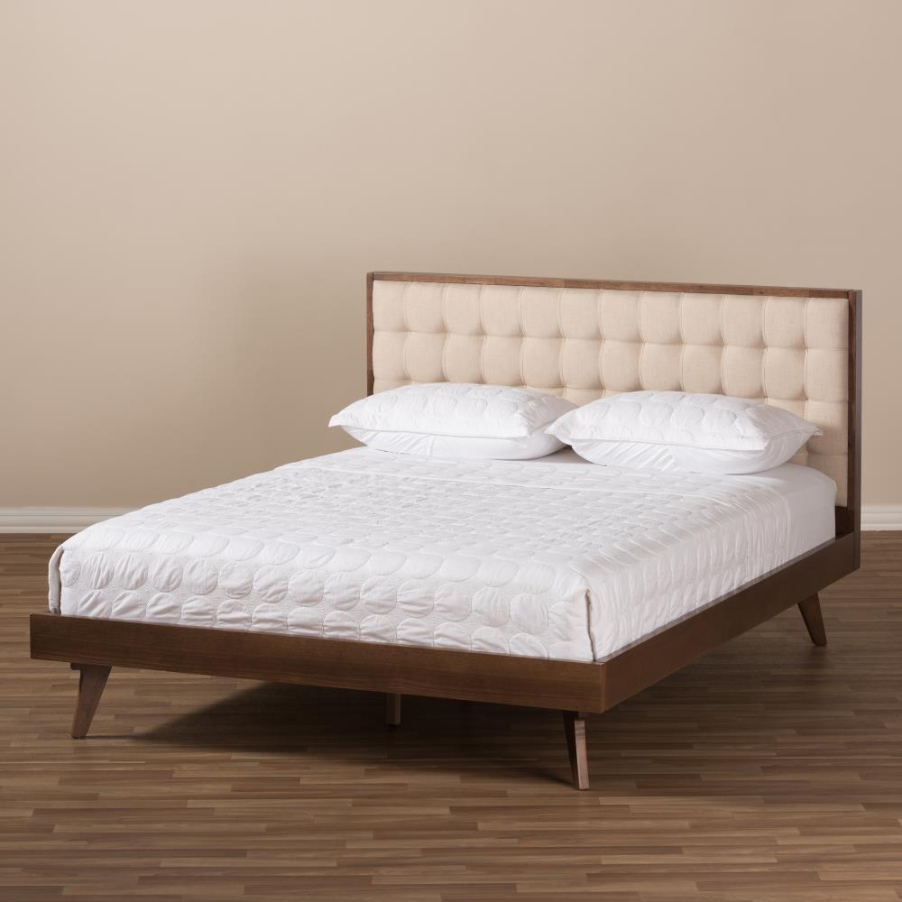 Baxton Studio Soloman Beige Full Wood Platform Bed in the Beds