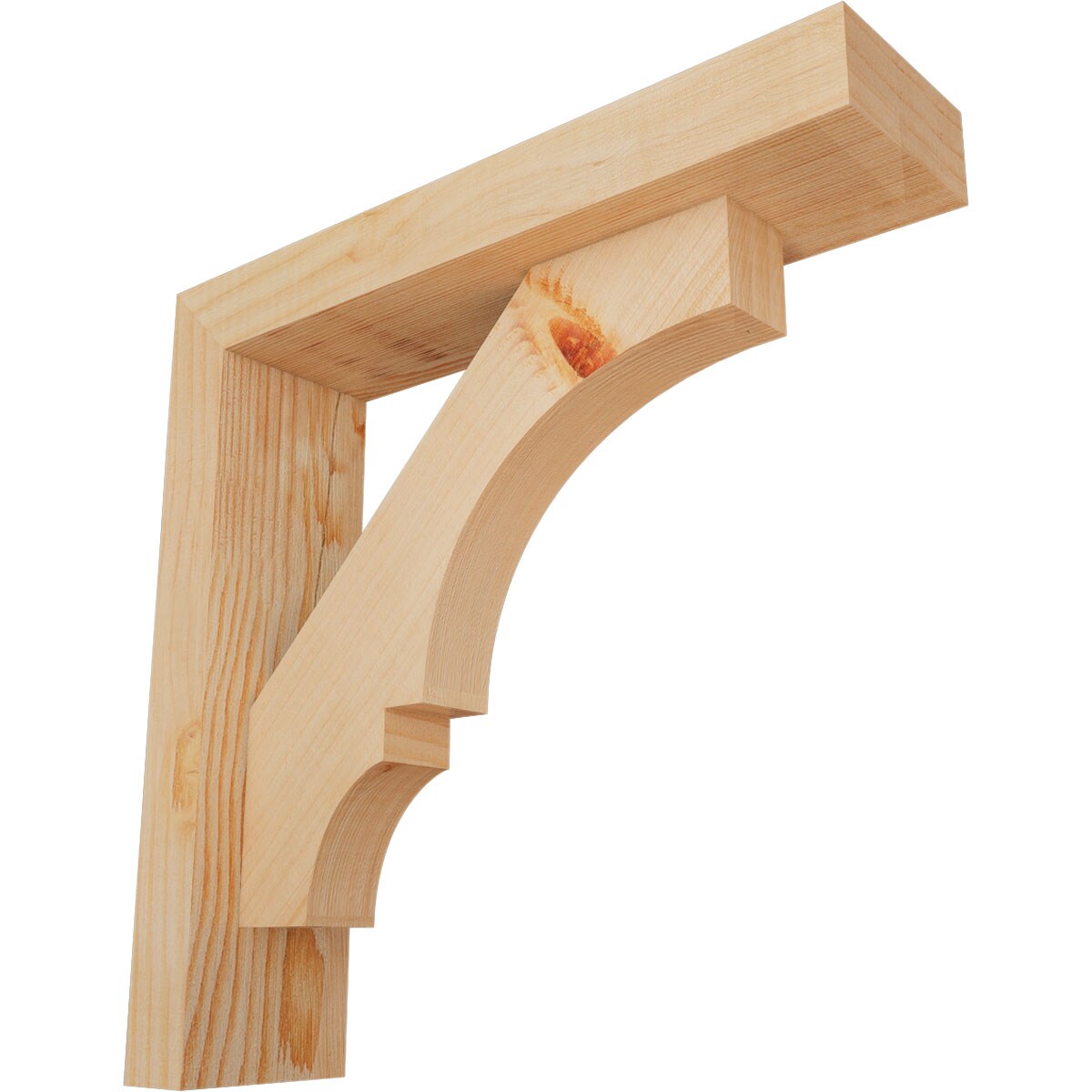 Ekena Millwork 1462105 Balboa Block Smooth Bracket with Offset Brace Douglas Fir Wood Standard Bracket