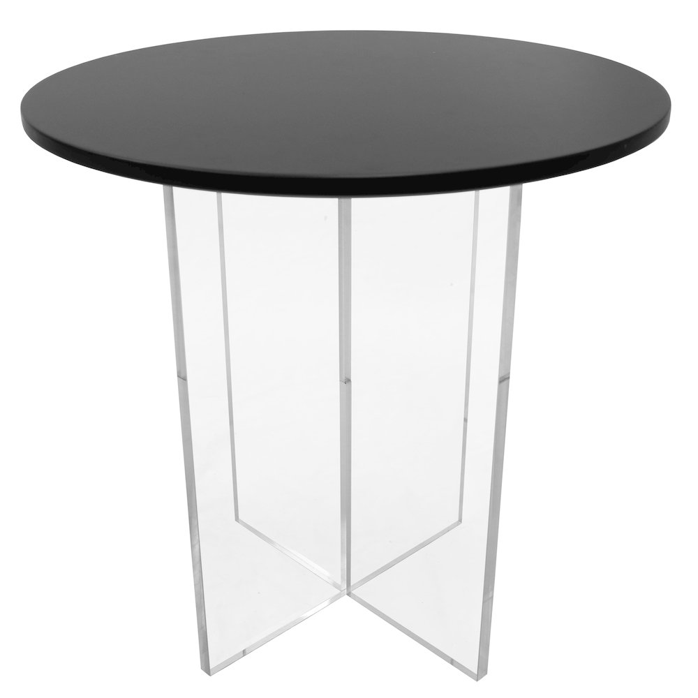 Leisuremod VST20BL-S Valore Collection 20 Acrylic Side Table With Black Top