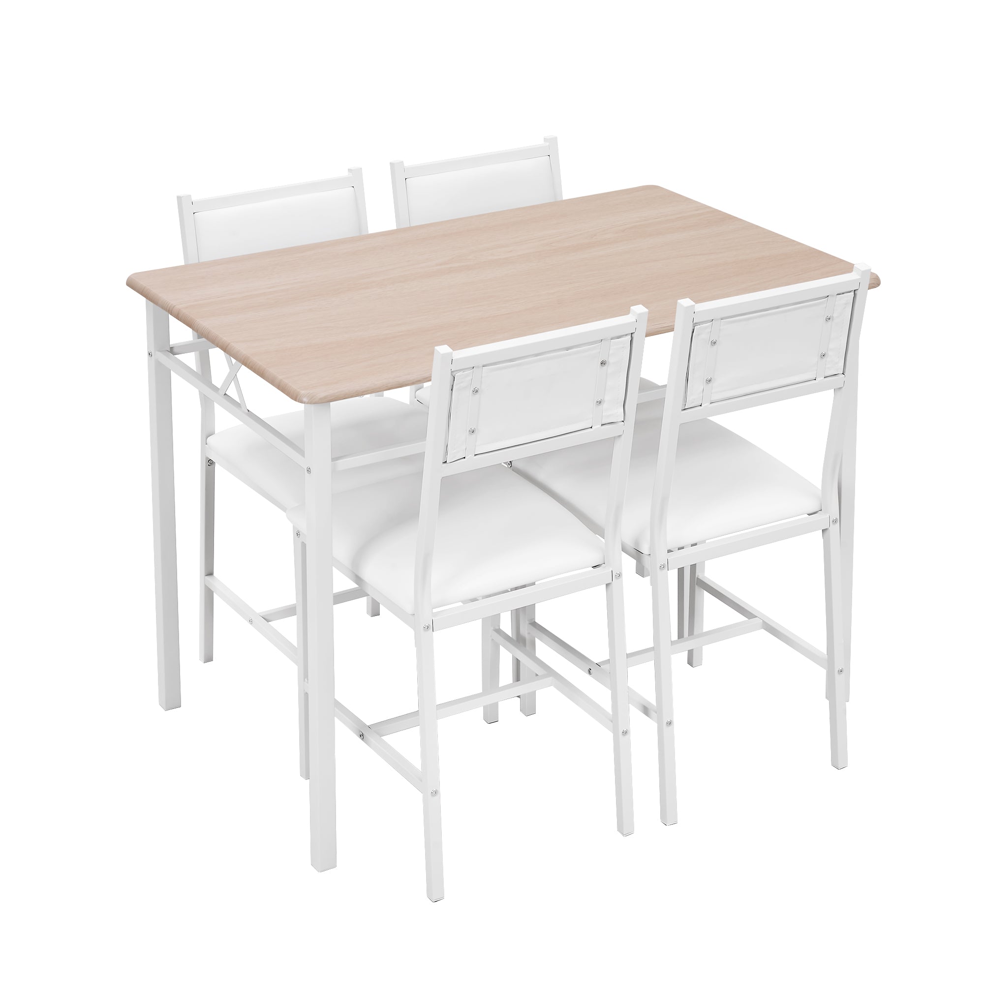 Vecelo - 5 Piece Modern Dining Table Set with 4 Upholstered Chairs Small Kitchen Table Set for Di...