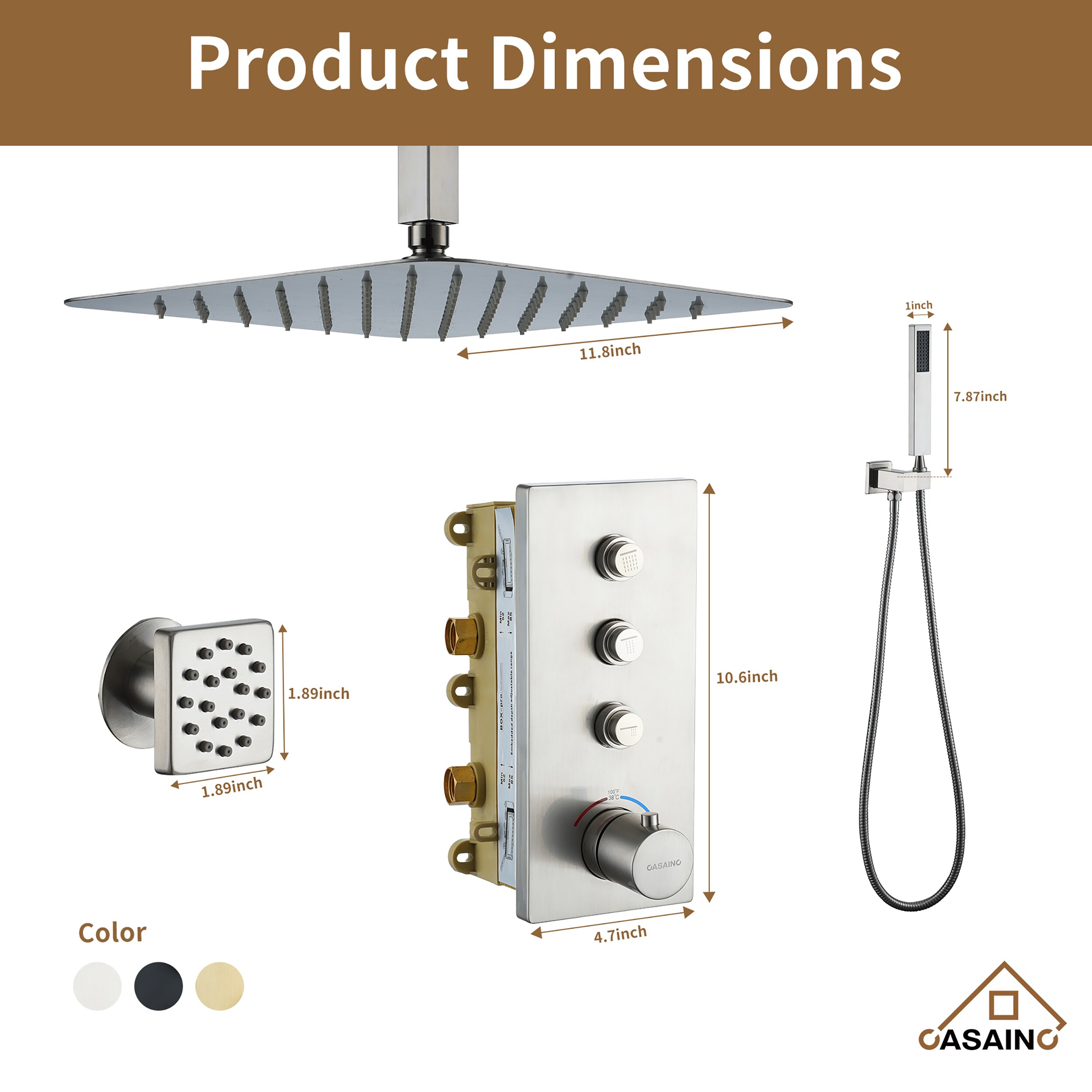 CASAINC CA-102009BV-4 Showerhead-Bar-Panels - View #8