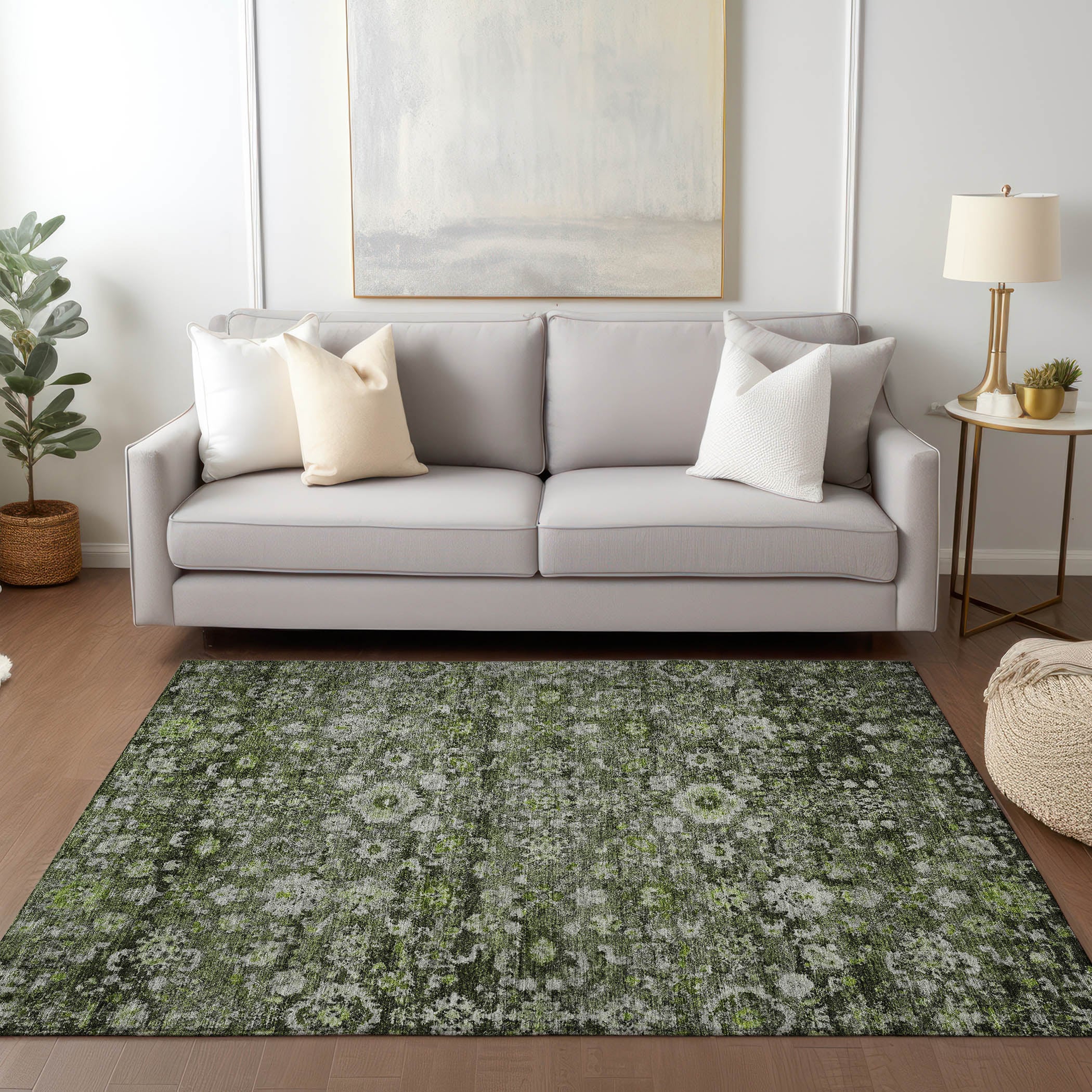 Addison Rugs ACN651GE30X46 Chantille ACN651GE 2 x 3 (ft) Polyester Green Rectangular Indoor/Outdoor Abstract Machine washable Area rug