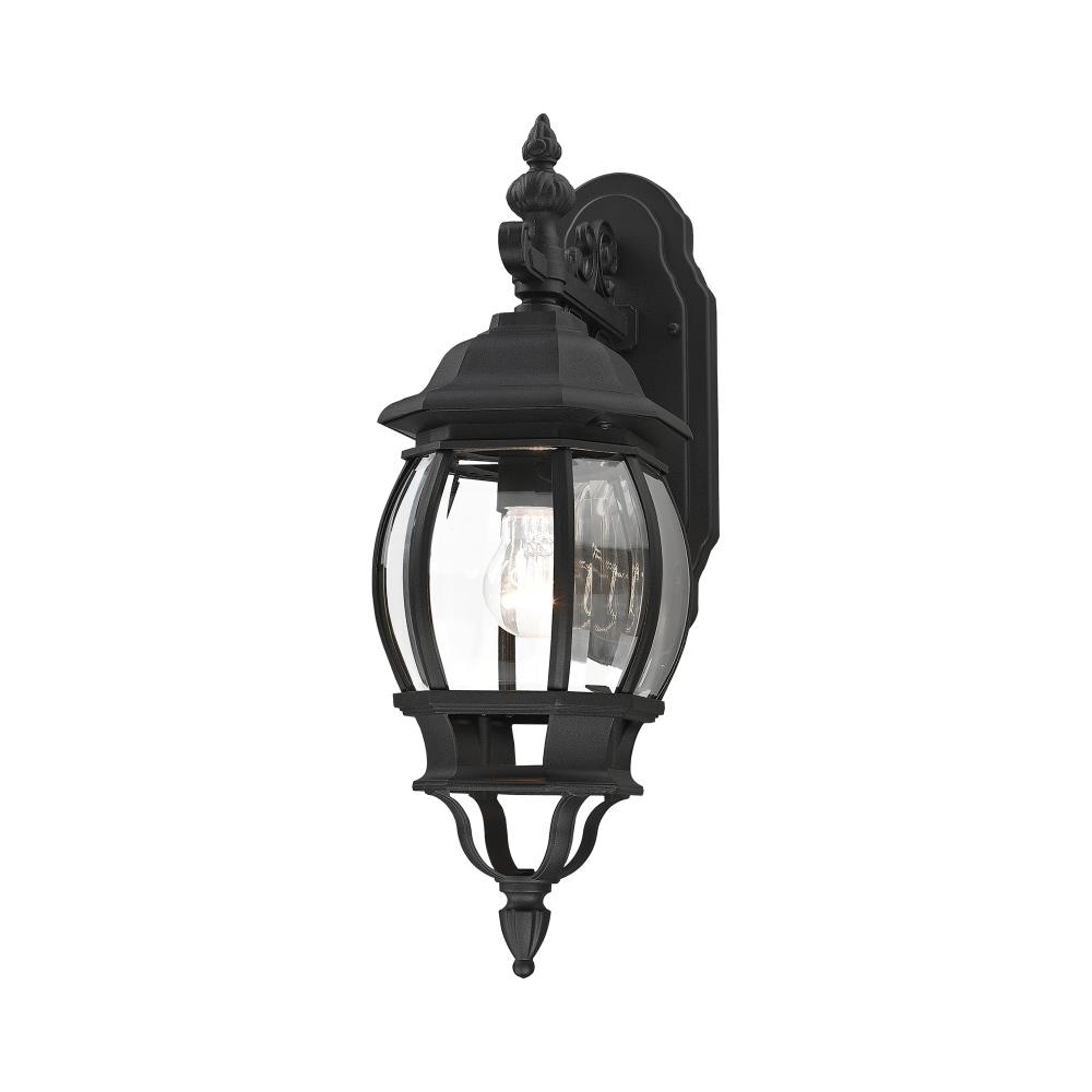 Black Aluminum Outdoor Wall Mount Lantern with Clear Glass