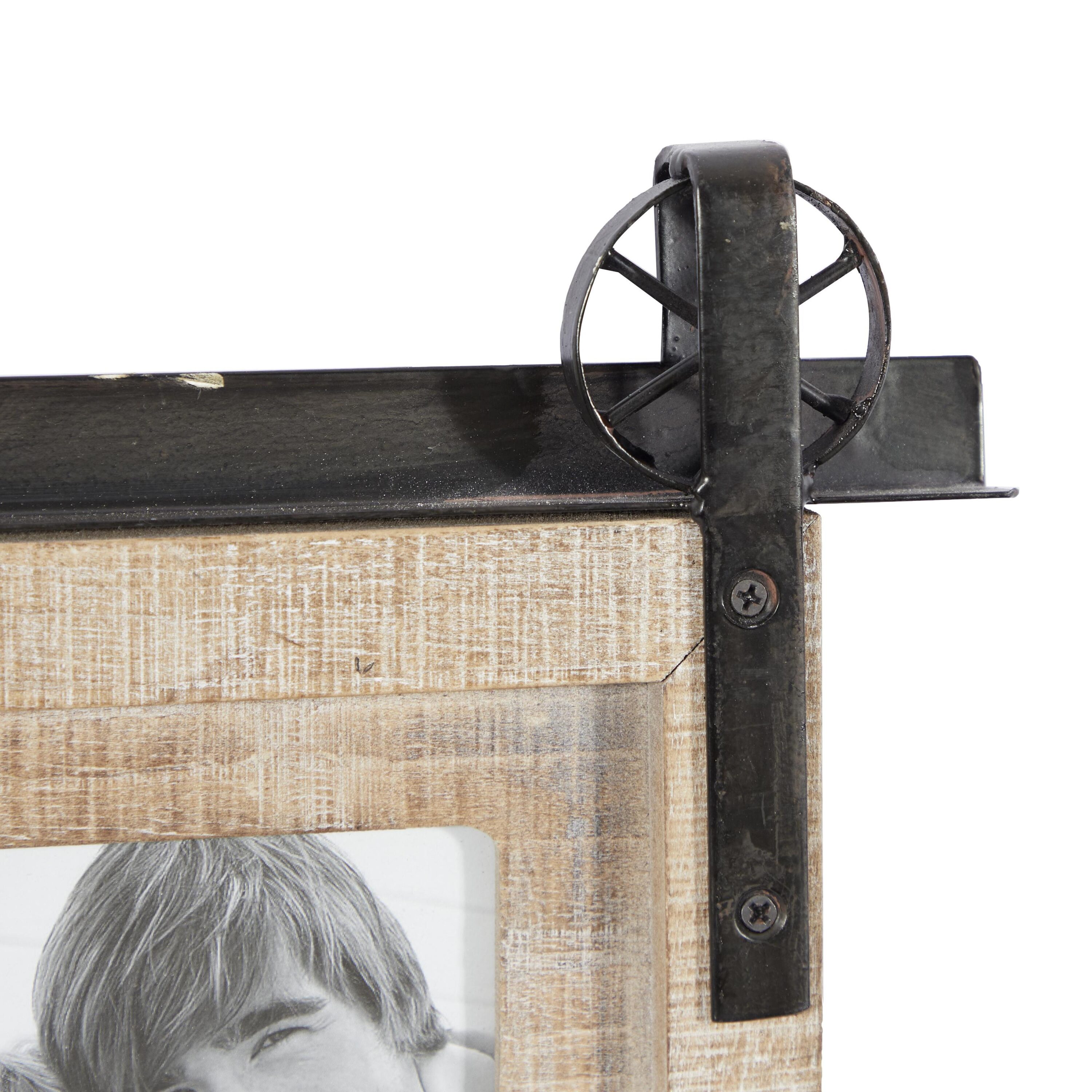 Classic Black 4-Slot Wood Wall Photo Frame with Metal Accent